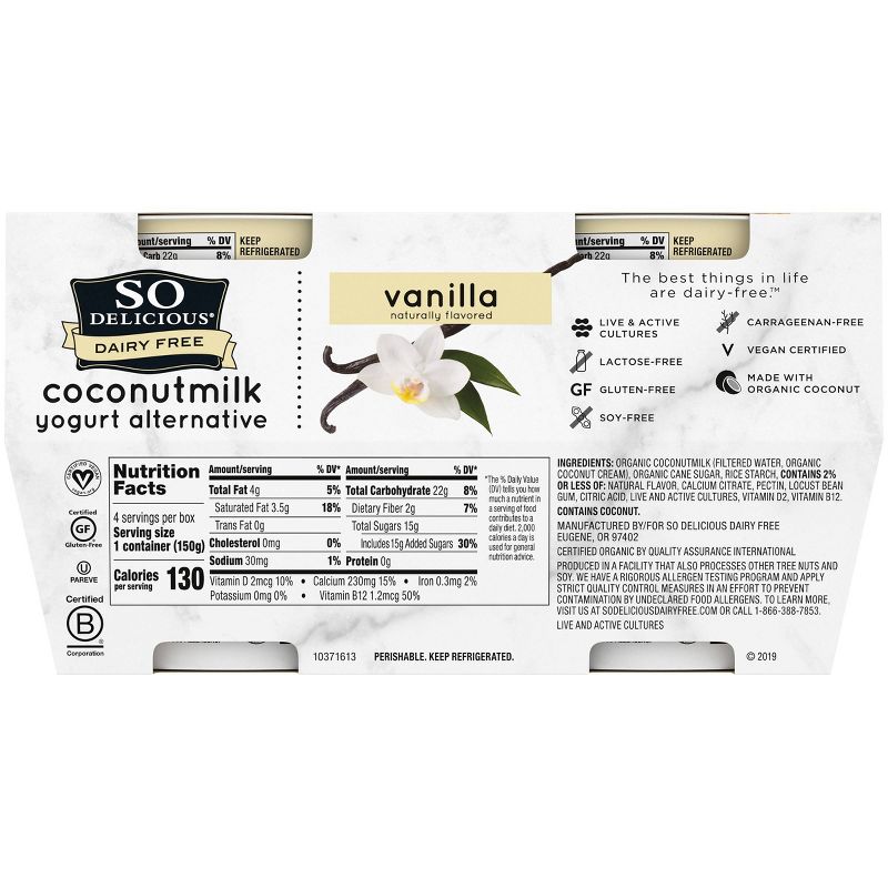 So Delicious Dairy Free Vanilla Coconut Milk Yogurt Alternative - 4pk/5.3oz cups