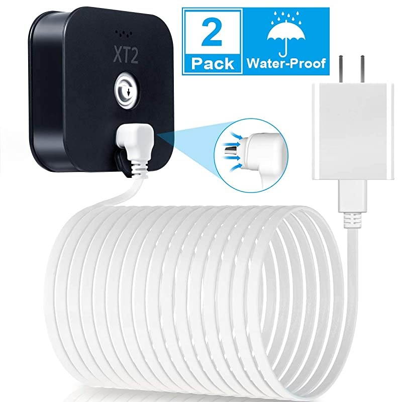 10 FT Blink XT XT2 Charger Cable with Wall Adapter 2 PackCharger Brick and 90 Degree Right Angled Micro USB End Charging CordOutdoor Waterproof Power Supply for Blink XT XT2