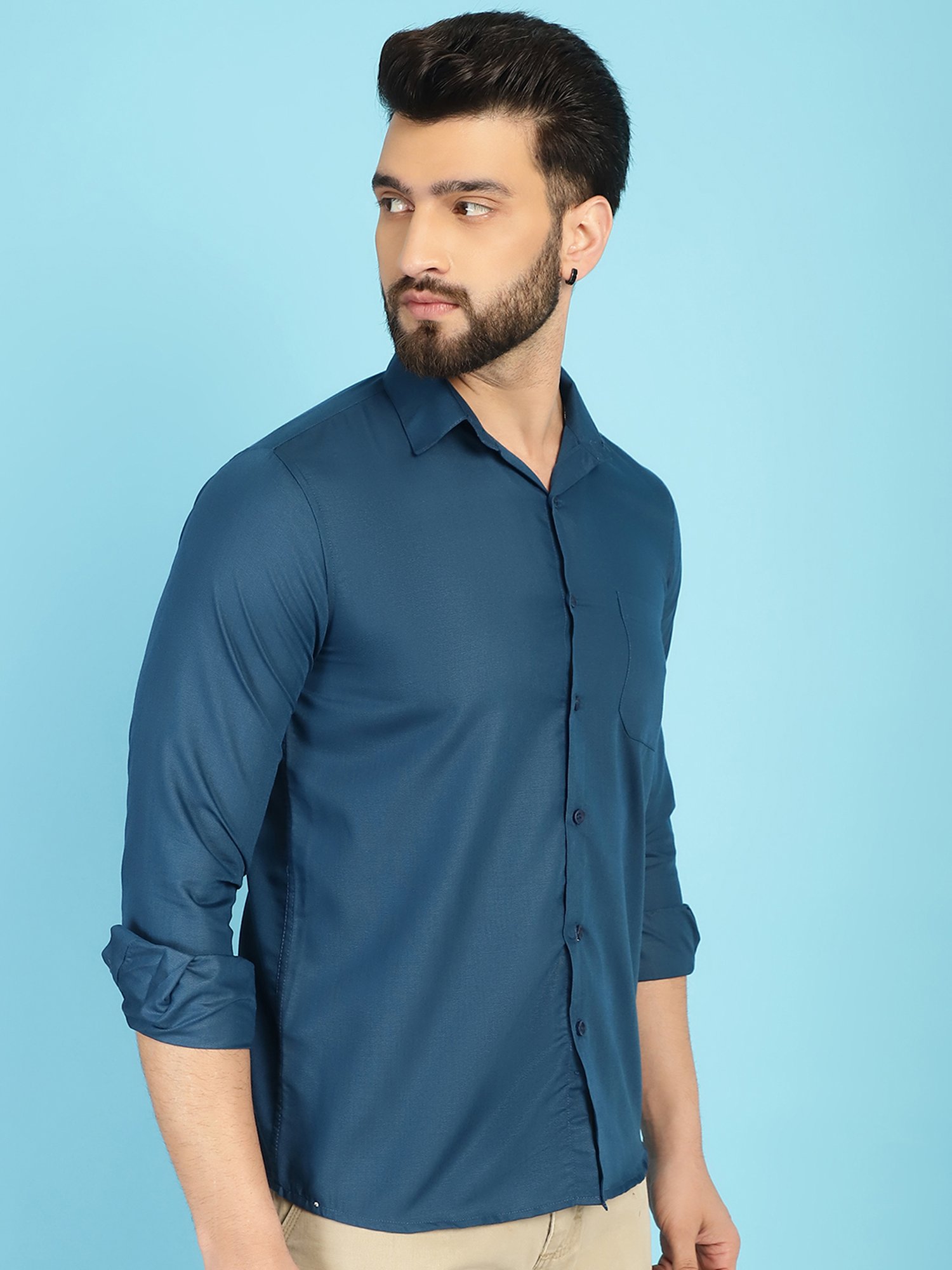 Indian Needle Teal Regular Fit Shirt