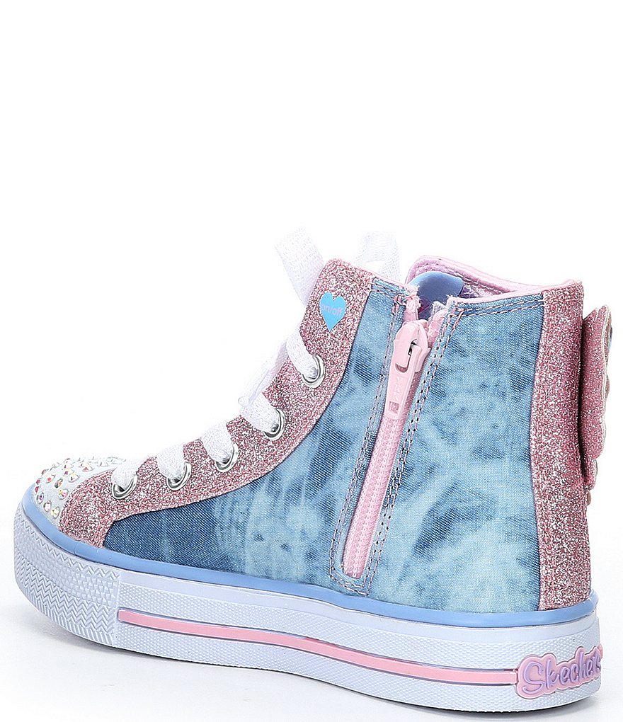 Skechers Girls' Shuffles-Fooling Flutters Glitter Detail Light Up Sneakers (Toddler)