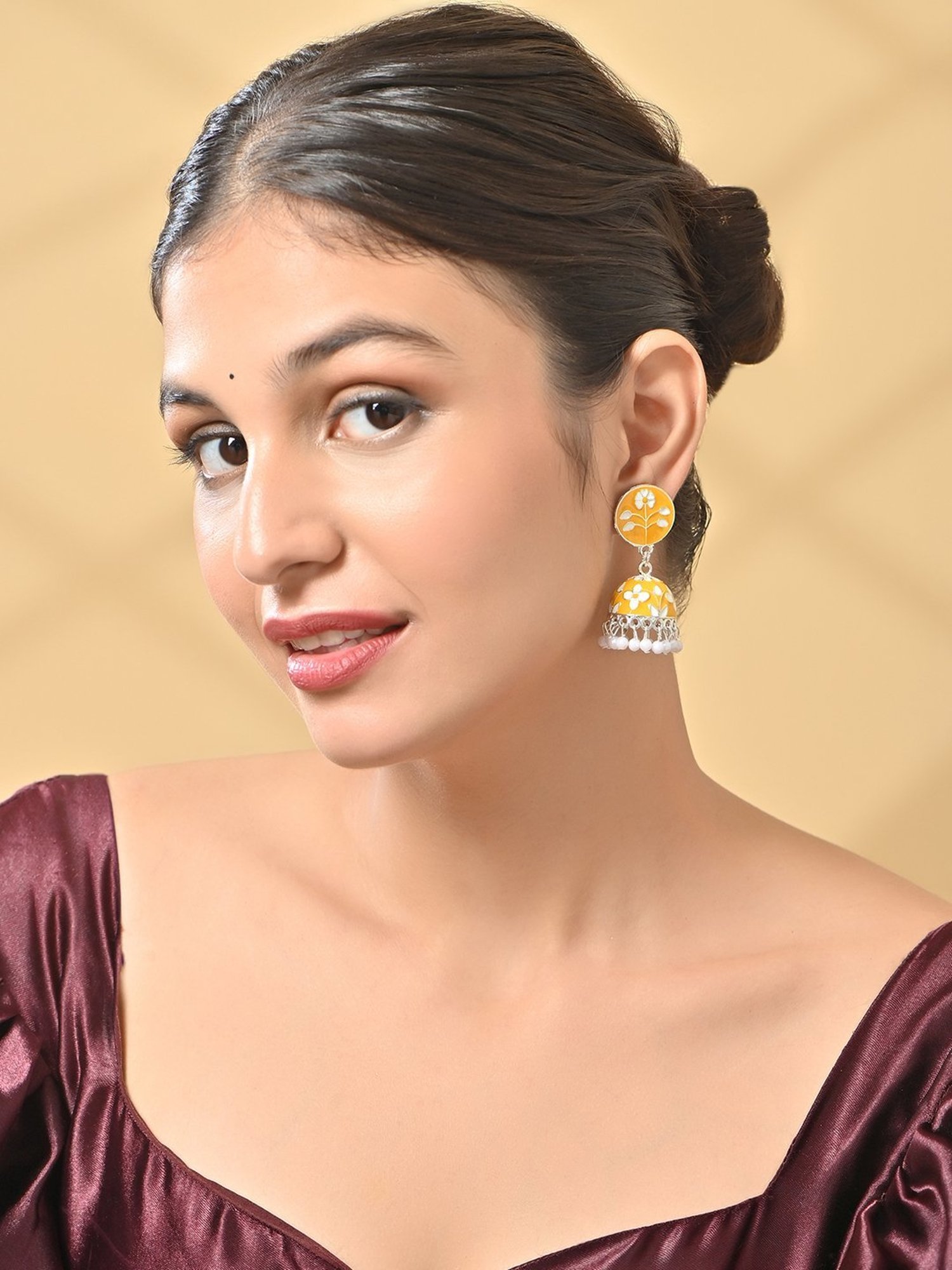 Fida Pink Bridal Kundan Jhumki Earrings for Women