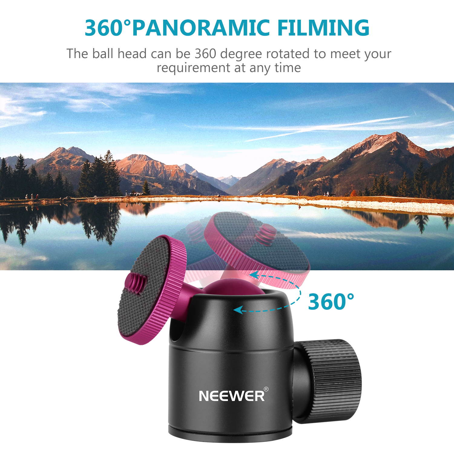 Neewer Camera Tripod Ball Head 360 Degree Pan 90 Degree Tilt Rotating Panoramic Ballhead with 1/4 inch Screw for DSLR Cameras Camcorders Tripods Monopods Slider, Load up to 11 pounds/5 kilograms