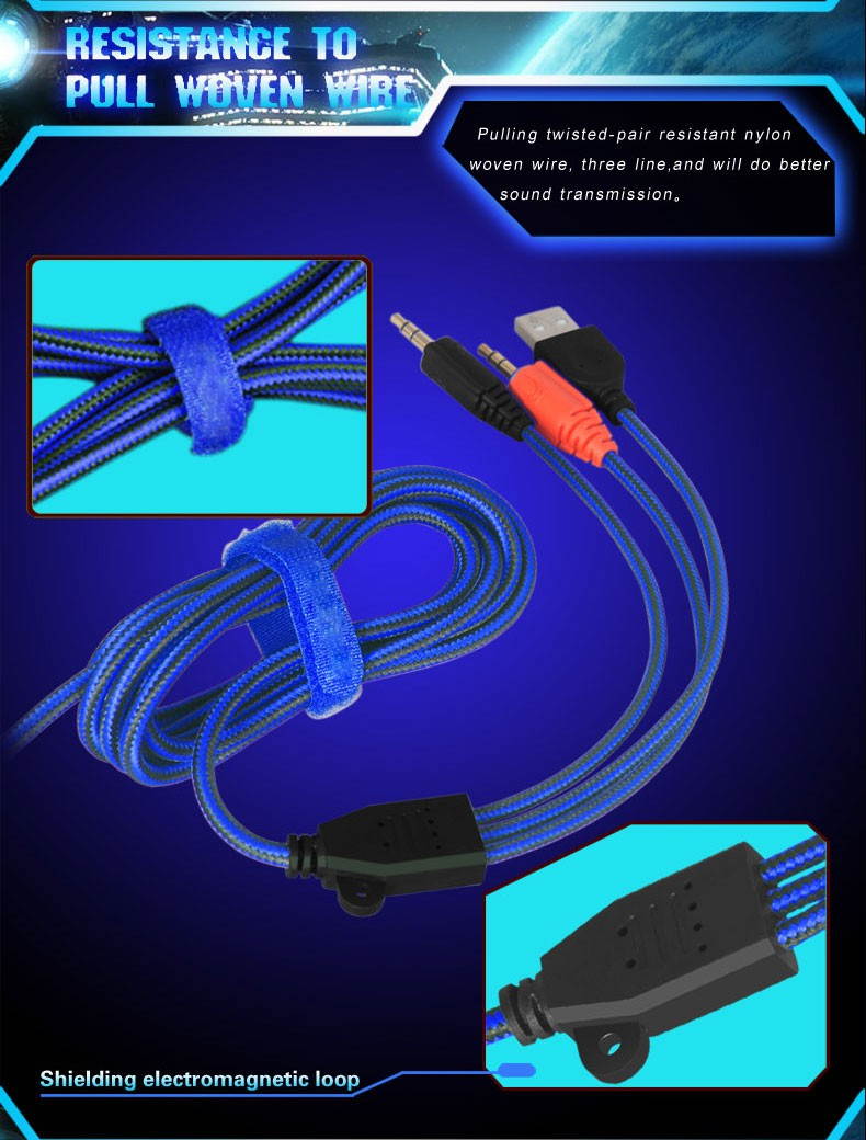 Deep Bass Game Headphone Stereo Surrounded Over-Ear Gaming Headset Headband Earphone with Light for Computer PC Gamer