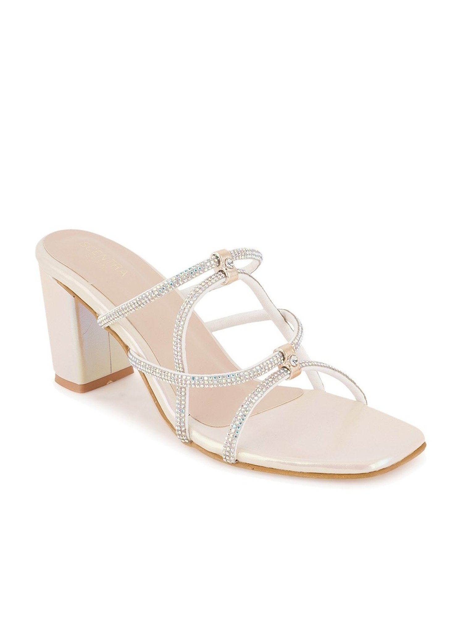 Scentra Women's White Ethnic Sandals