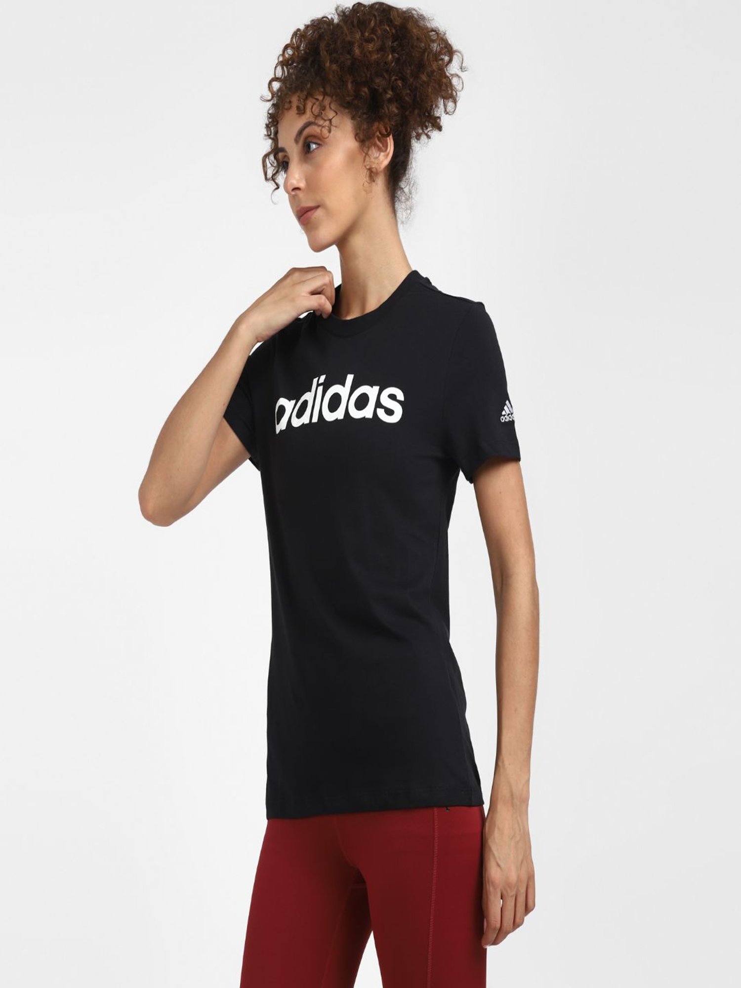 Adidas Black Graphic Print W LIN T-Shirt