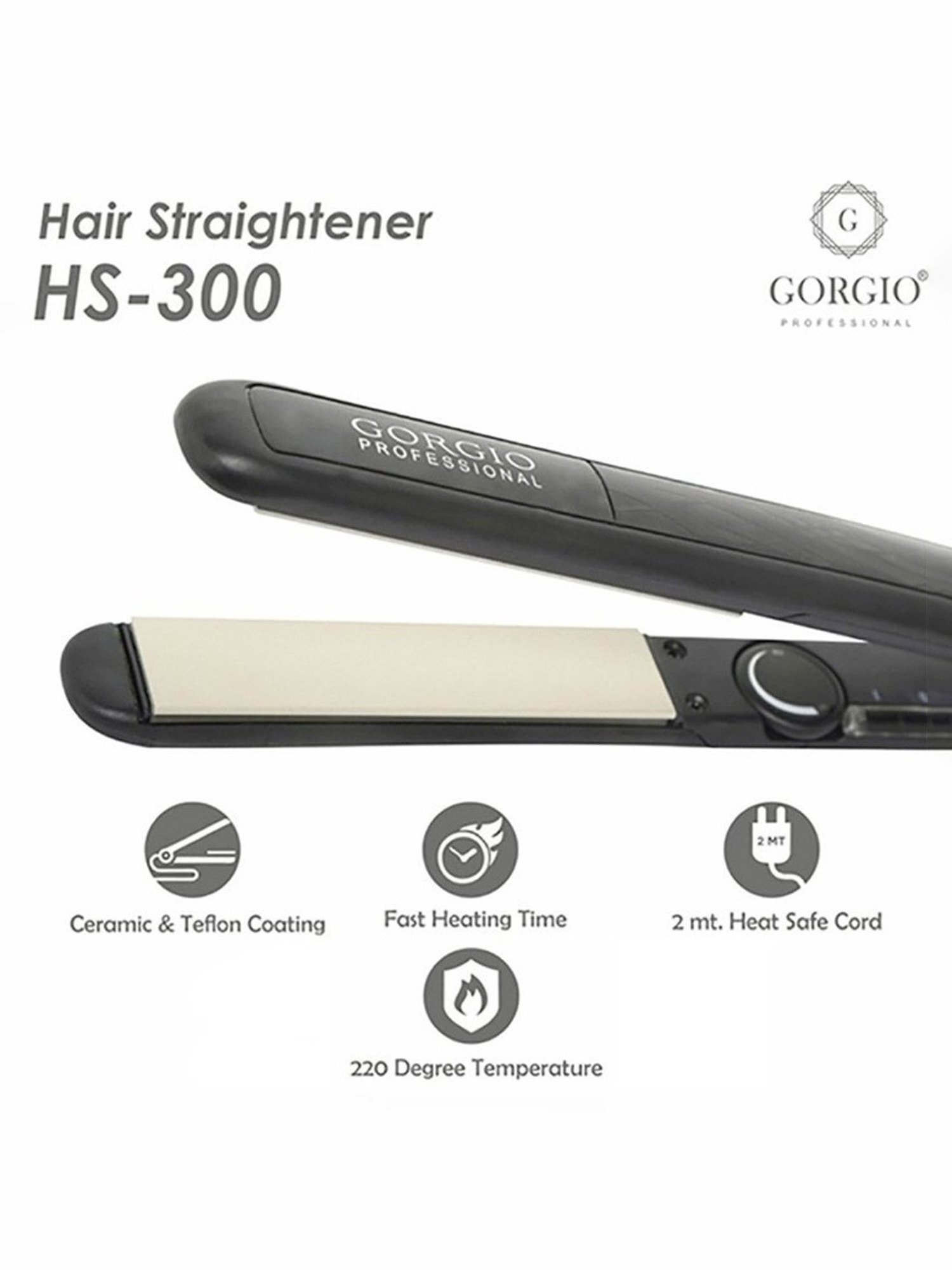Gorgio Professional HS300 Hair Straightener (Black)