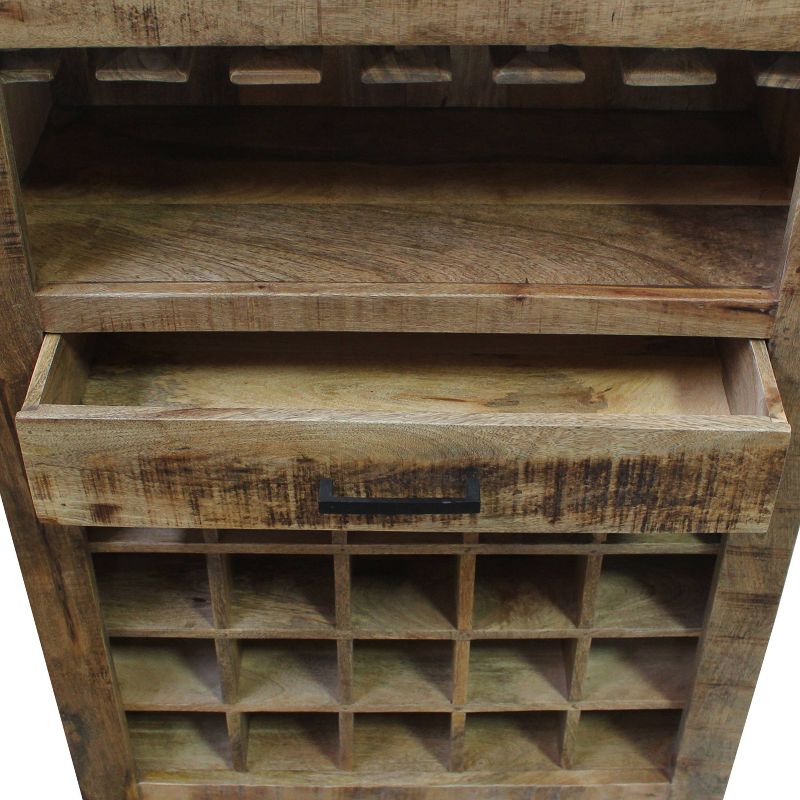 Rustic Style 1 Drawer Wooden Wine Bar Cabinet with Multiple Storage Slots Brown - The Urban Port