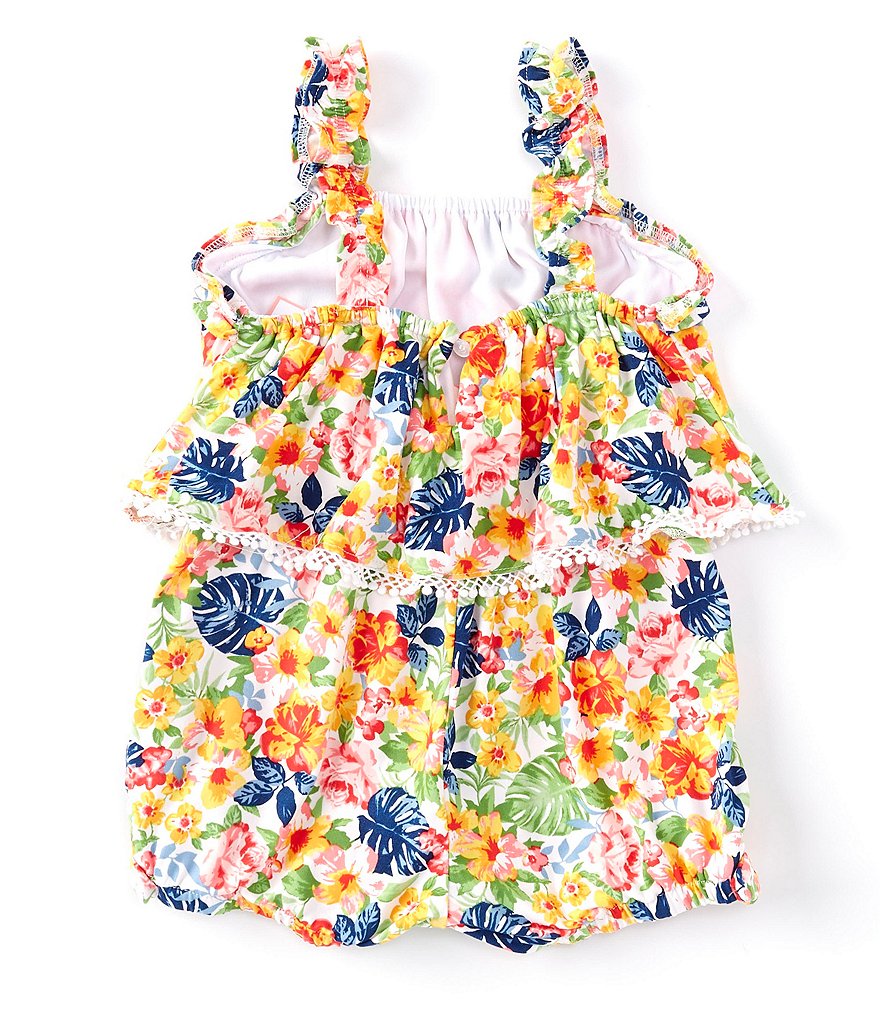 Rare Editions Little Girls 4-6X Printed Chiffon Jumpsuit & Denim Vest Set