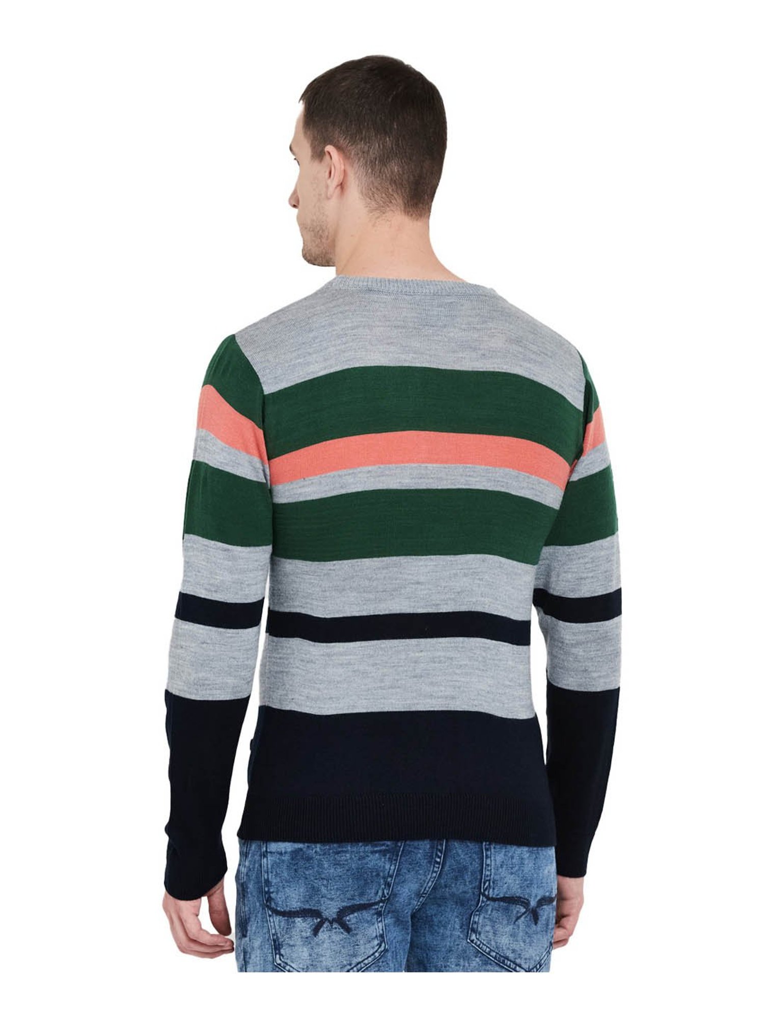 Duke Sky Blue & Green Striped Sweater