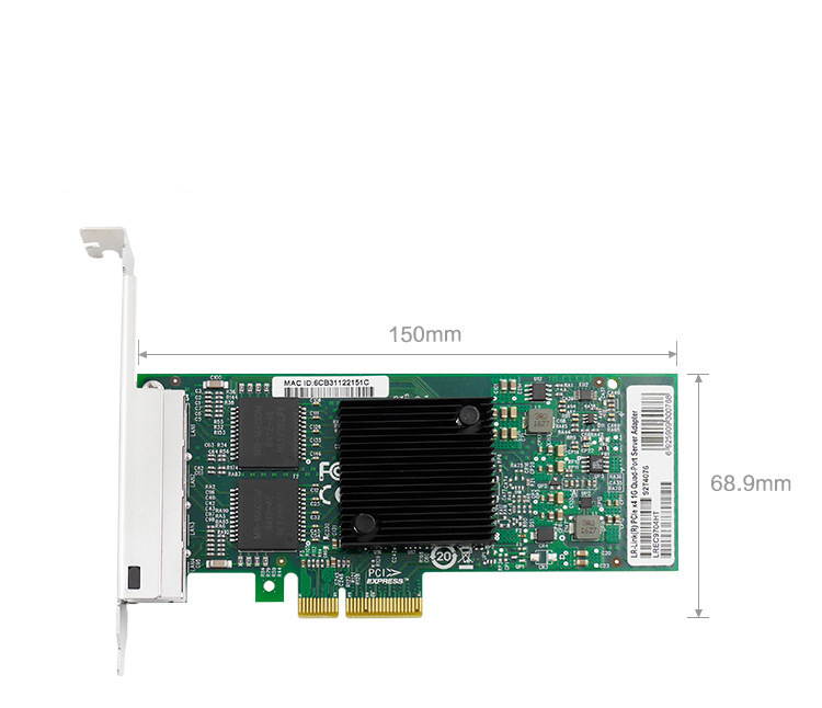 PCI-E Gigabit Ethernet Server Adapter 4 Electrical Port Computer Desktop Network Card Intel 82580