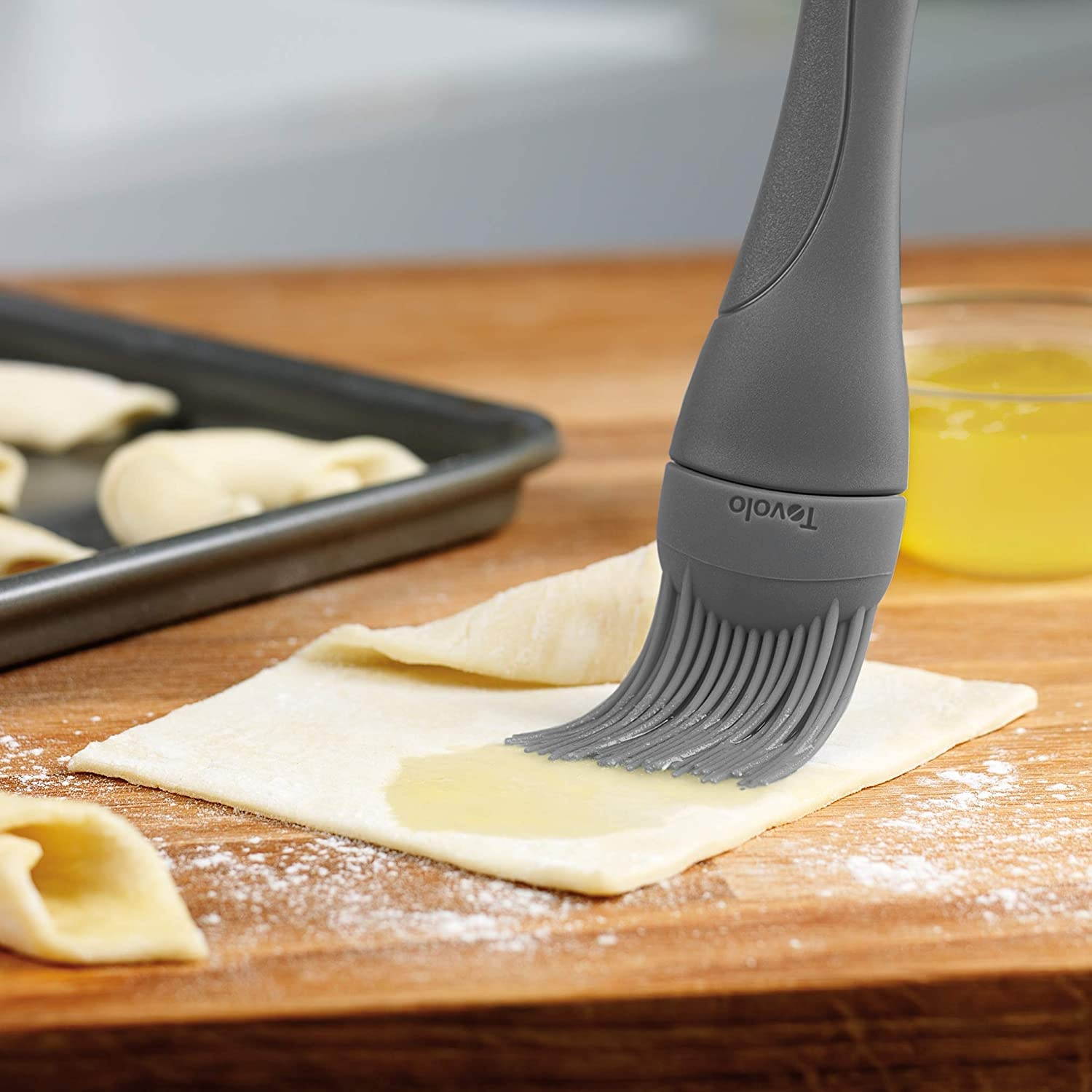 Tovolo Large 9&rdquo; Heat Resistant Kitchen Silicone Cooking Brush Great for Pastry Baking Basting Sauces Marinades Glazing Oil Brushing Baste Meats Pastries Cakes Desserts, Charcoal Gray