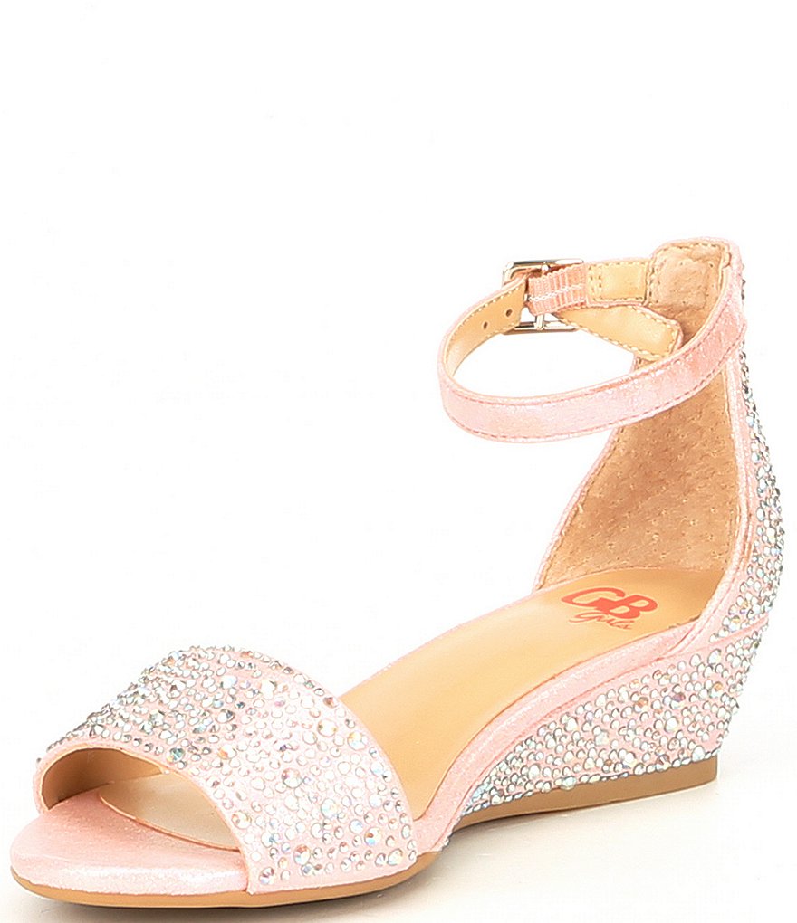 GB Girls' Maxy-Girl Rhinestone Detail Ankle Strap Wedges (Toddler)