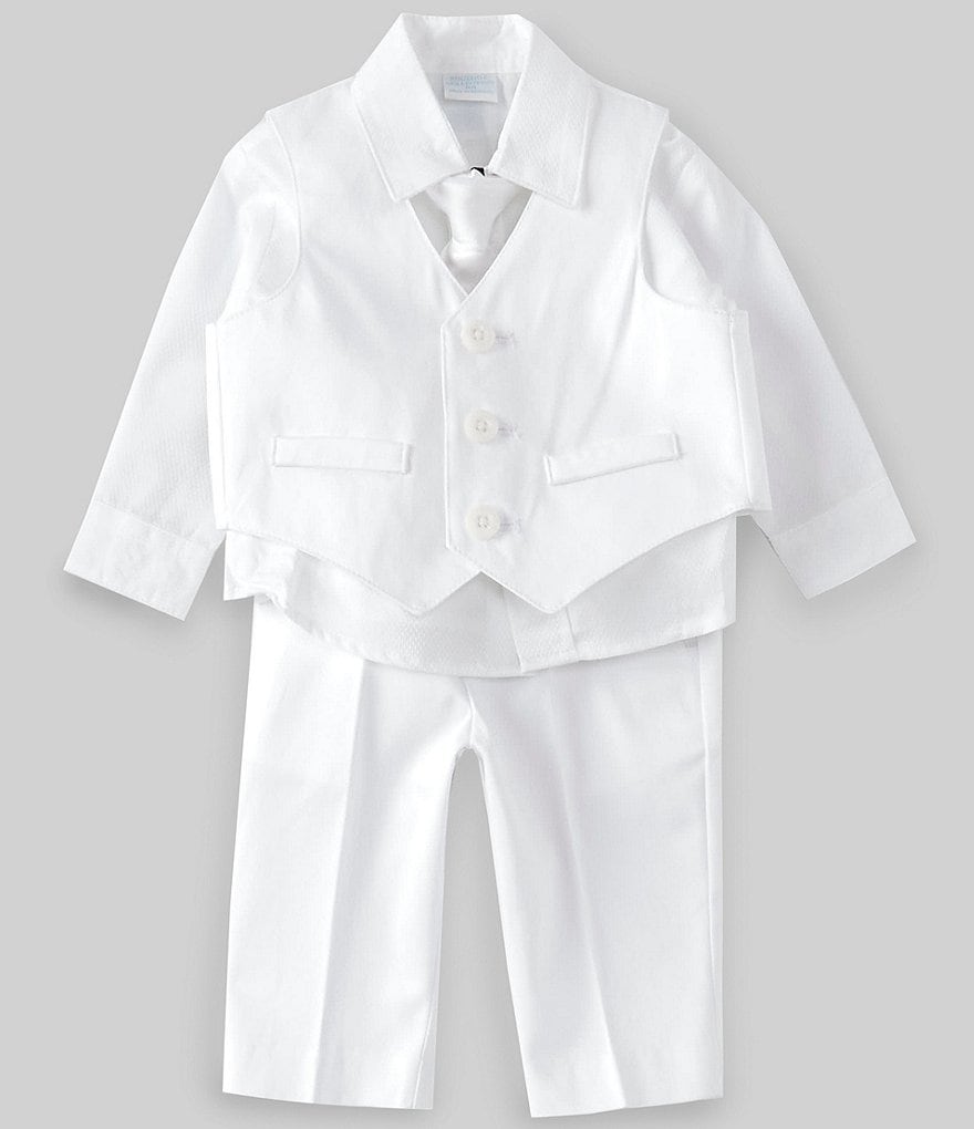 Edgehill Collection Baby Boys Newborn-9 Months Shirt & Cross Shortall Christening Set