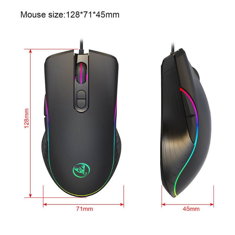 Gaming Mouse 7 Buttons 6400Dpi Optical USB Wired Desktop Mice RGB Backlit Mice for PC Computer Laptop Gamers
