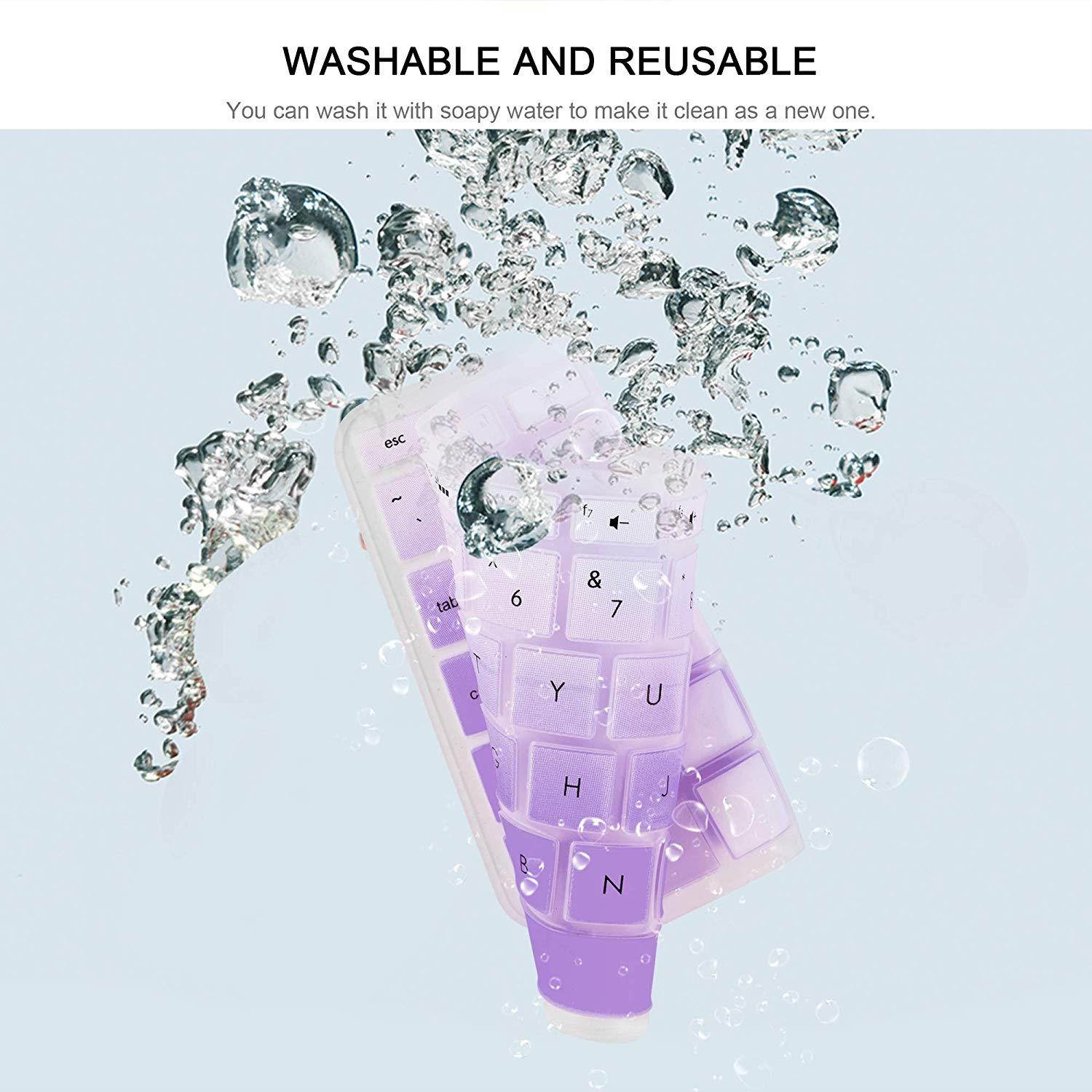 [2pack]Keyboard Cover for HP Envy x360 2-in-1 15.6" Laptop Series /2018 Newest HP Pavilion 15.6 inch Series/2018 HP Envy 17.3" 17M 17-BS 17-BW Series Touch-Screen Laptop Protective Skin(gradualpurple)