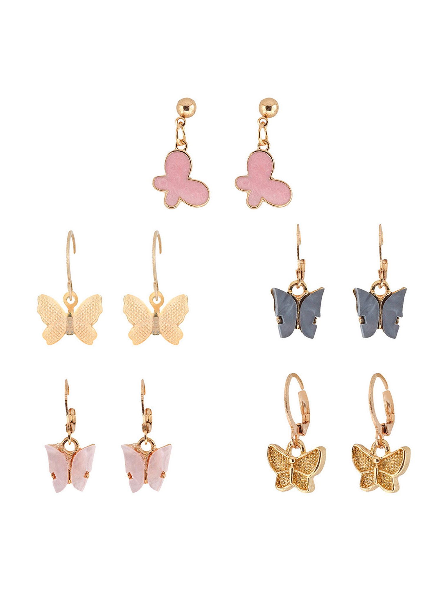 Joker & Witch Falla Butterfly Pink Dangler Earrings - Set of 5