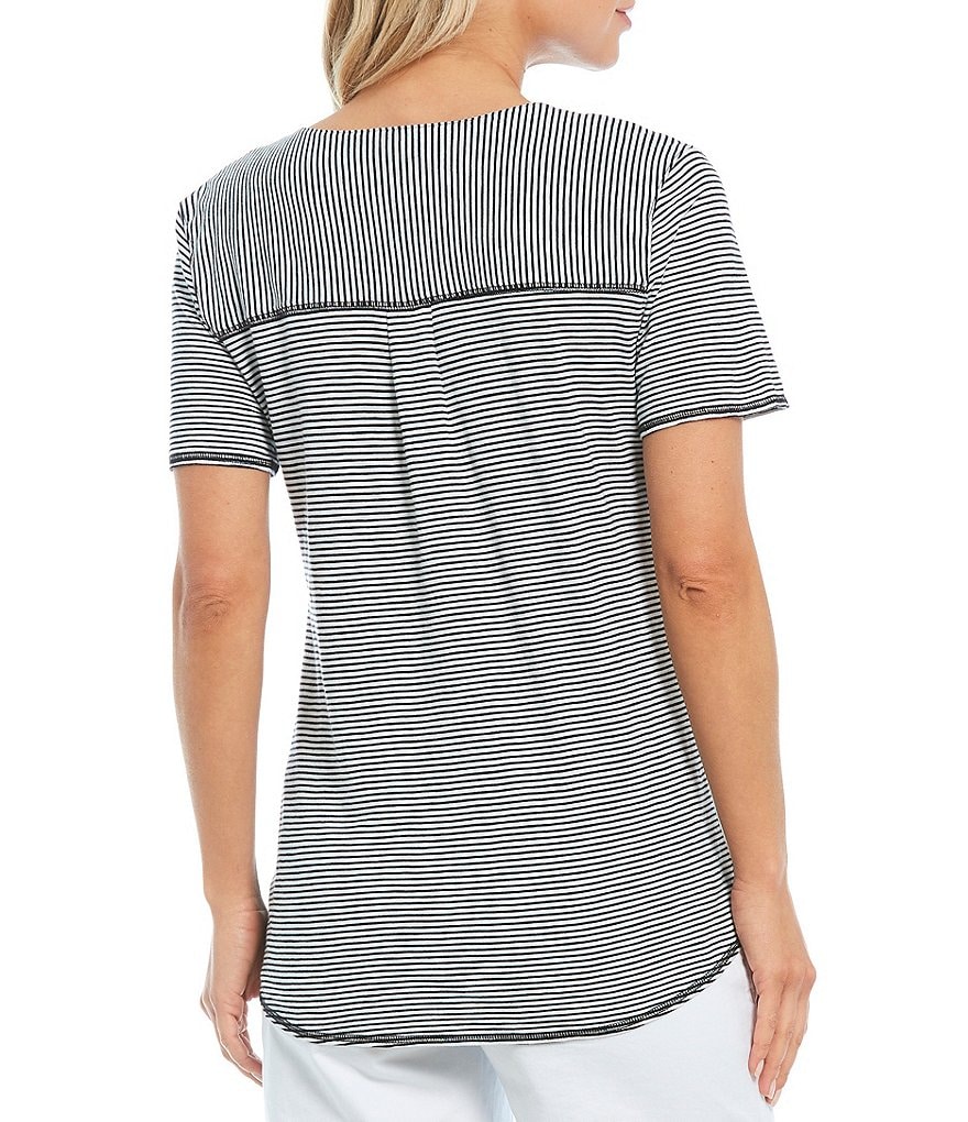 Westbound Mini Striped Short Sleeve V-Neck Tee