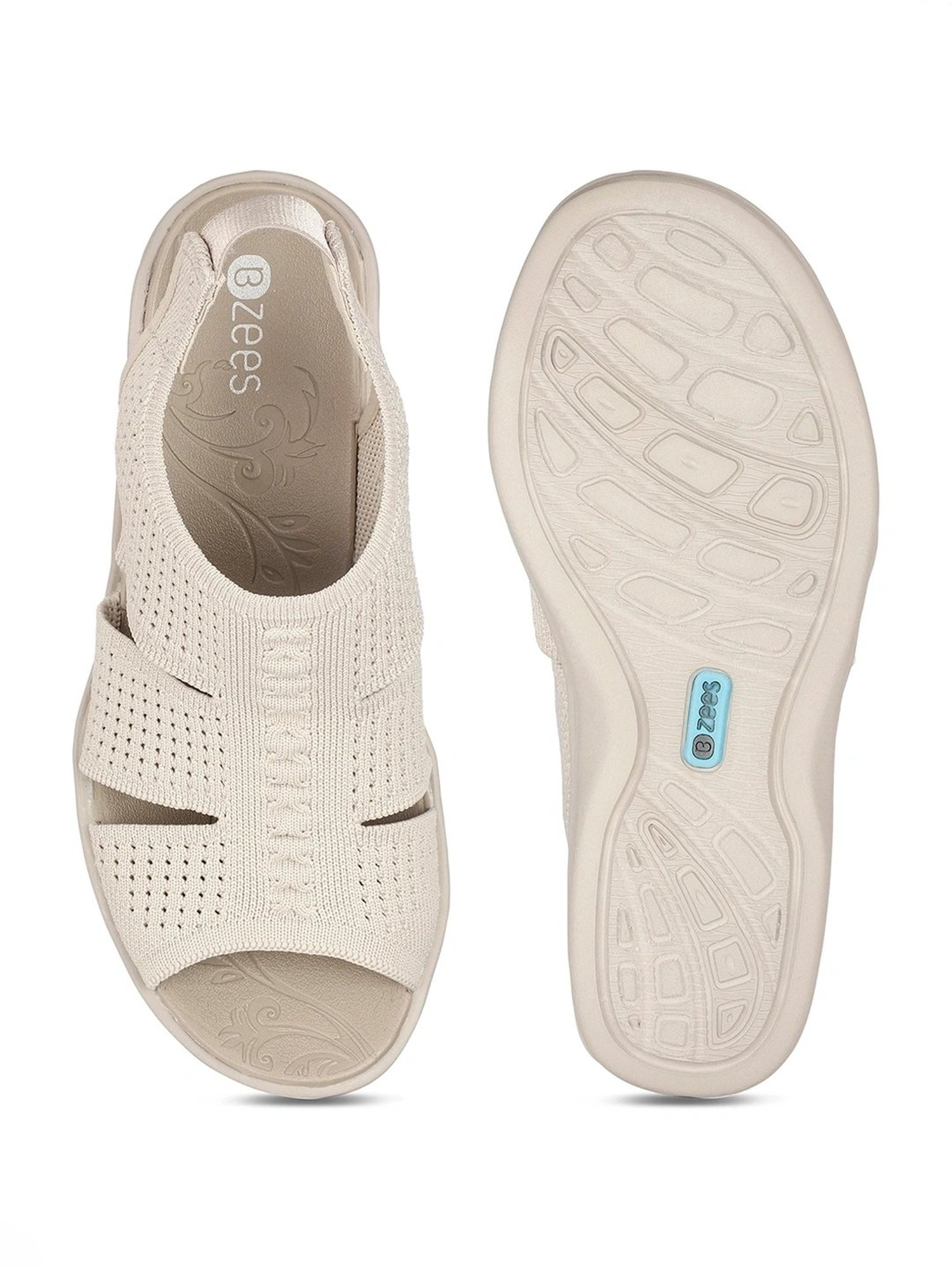 Bzees by Naturalizer Women's DOUBLE UP Beige Sling Back Wedges