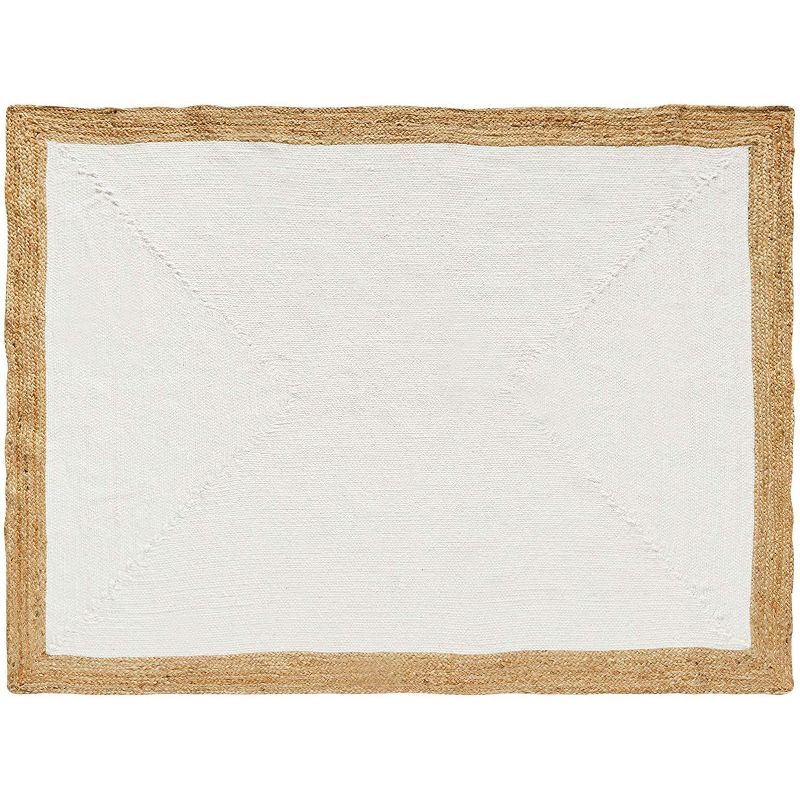 5'x7' Rectangle Woven Solid Cotton Area Rug White - Okuna Outpost