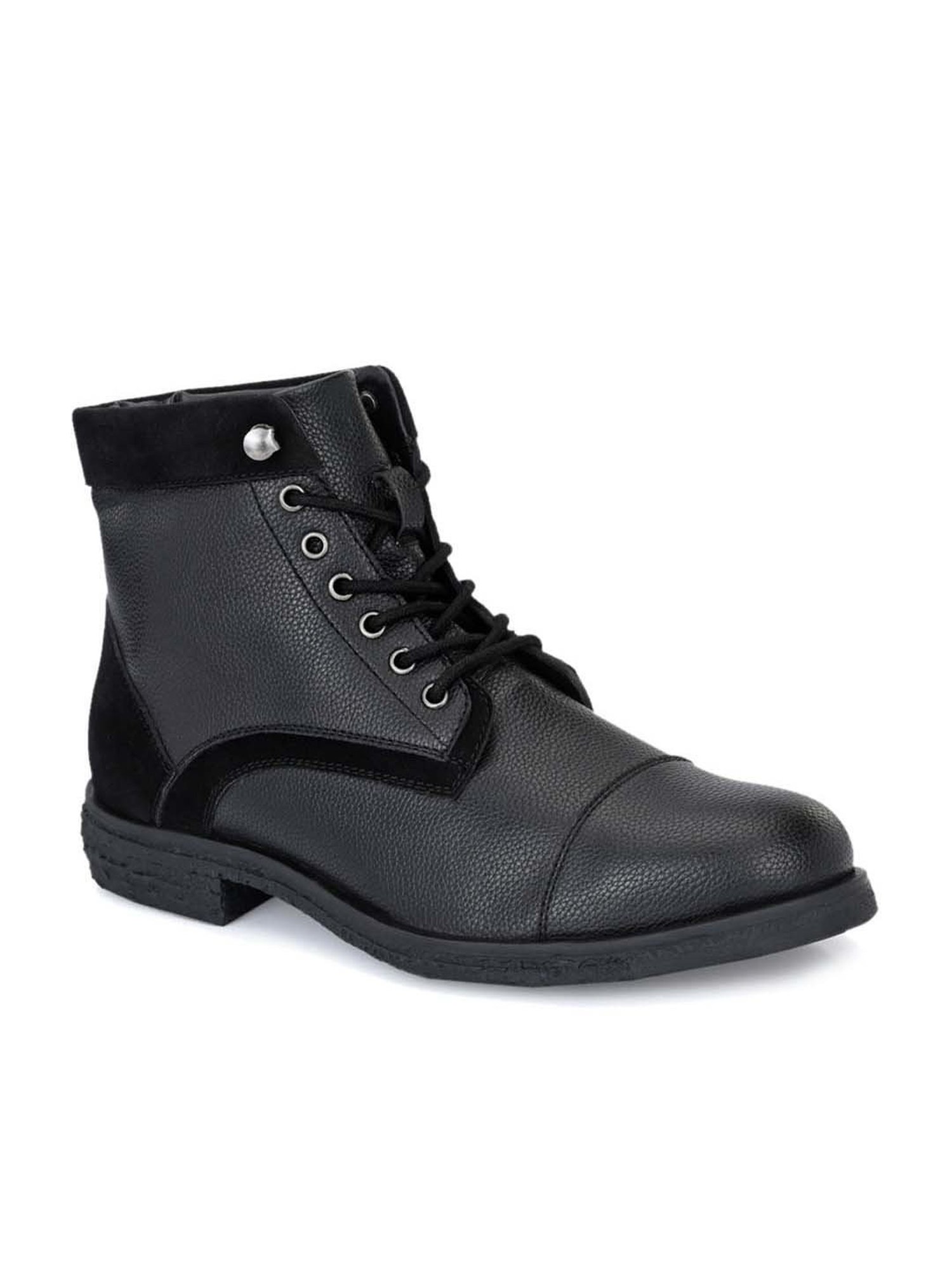 El Paso Men's Black Derby Boots