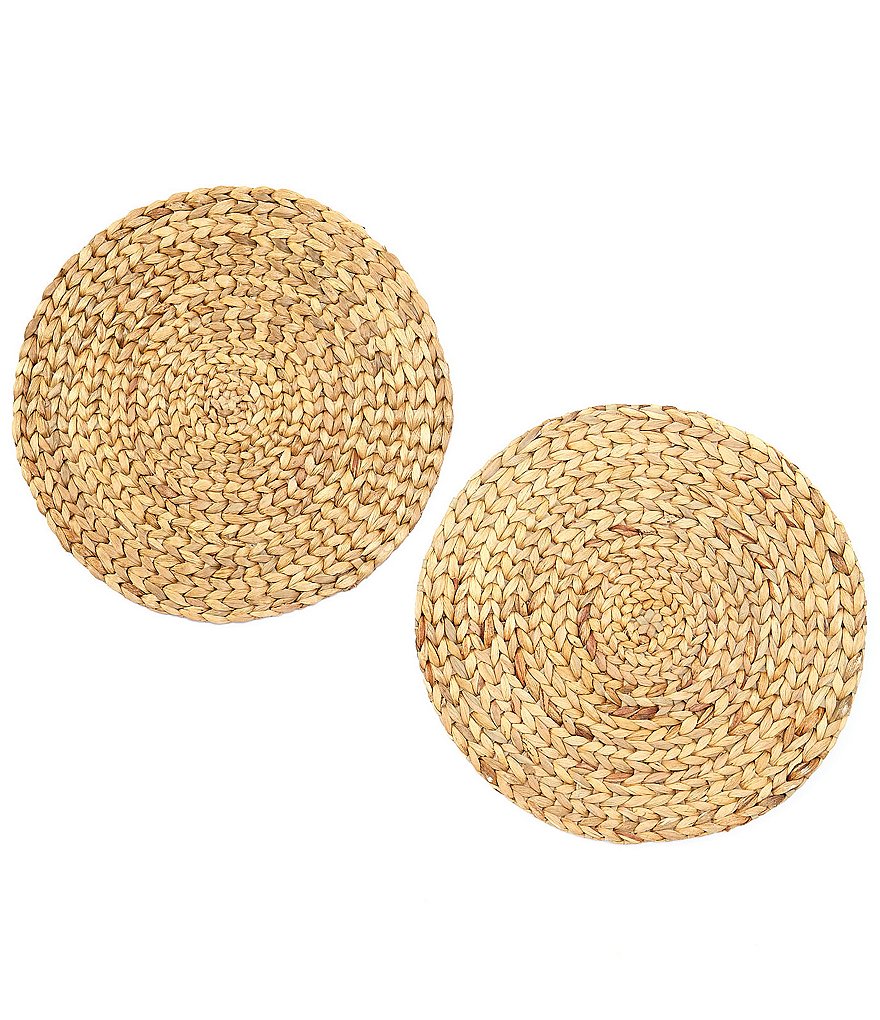 Southern Living Round Woven Water Hyacinth Placemats, Set of 2