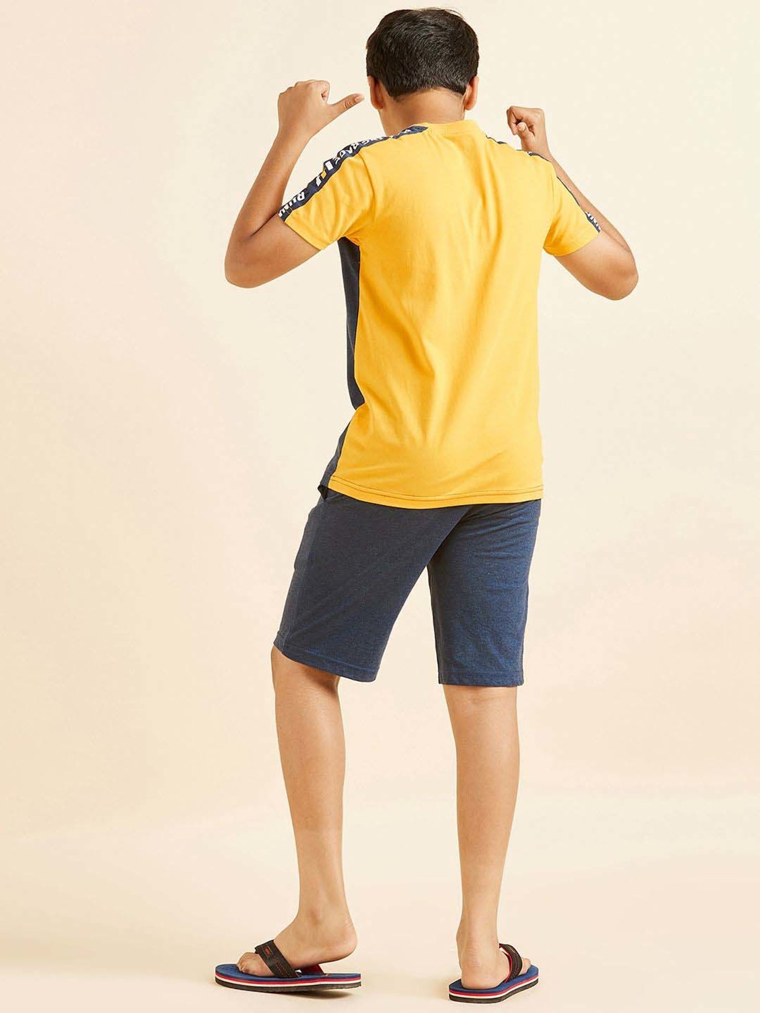 Sweet Dreams Kids Blue & Yellow Cotton Printed T-Shirt Set