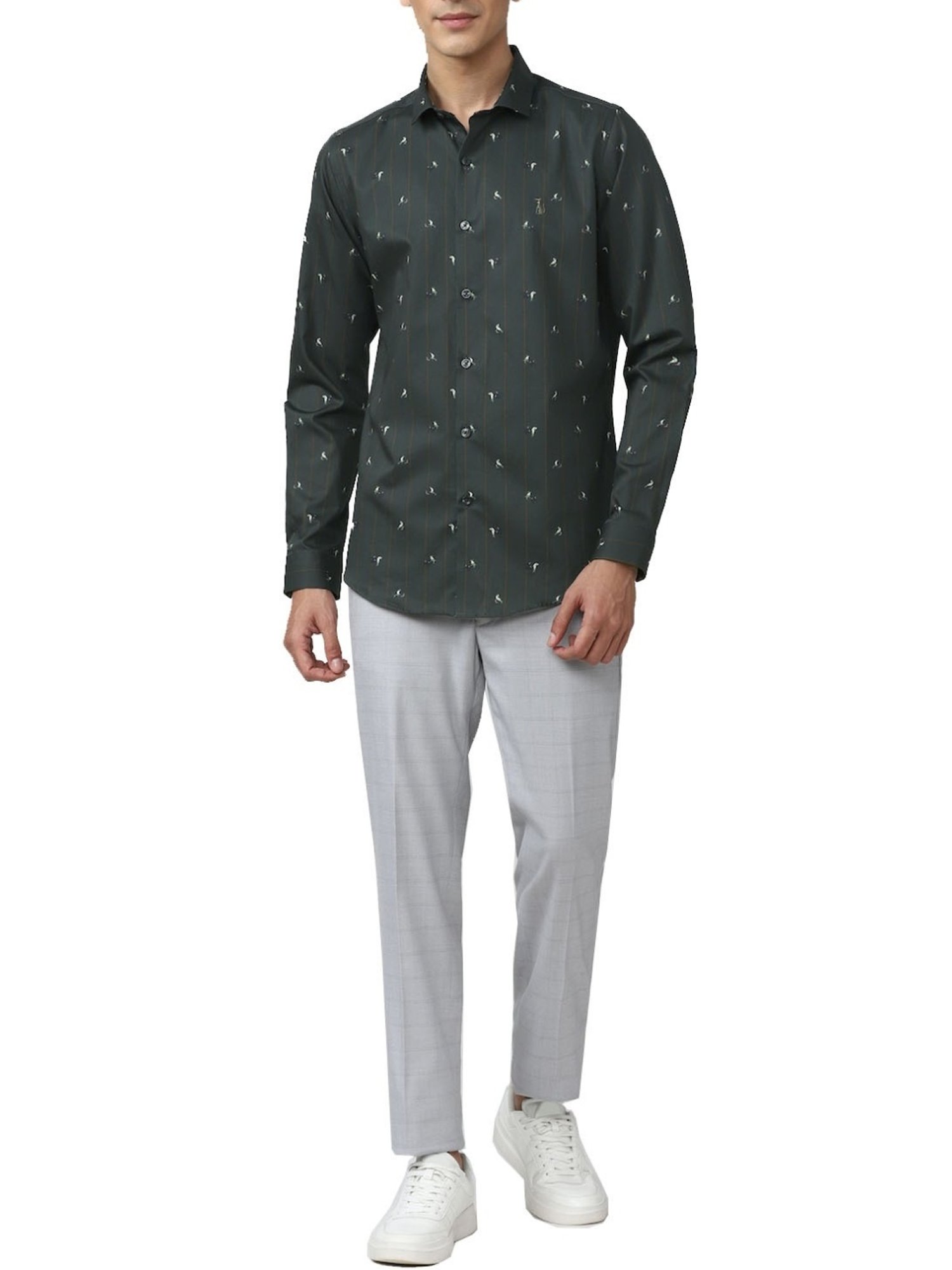 Simon Carter London Grey Printed Slim Fit Shirt