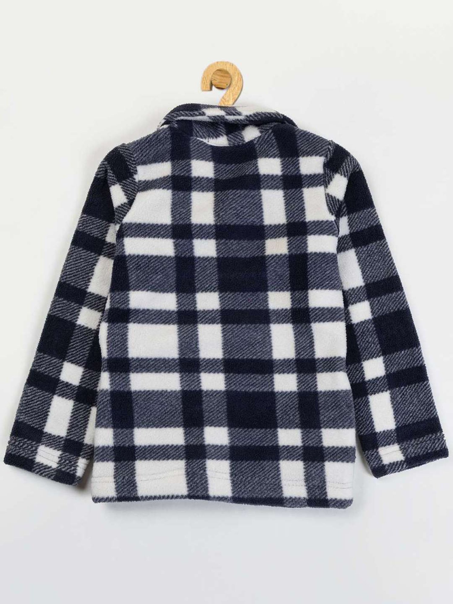 NINS MODA Girls Navy & White Chequered Full Sleeves Shirt Set