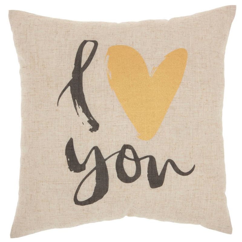 18"x18" I Love You Throw Pillow Natural - Kathy Ireland Home