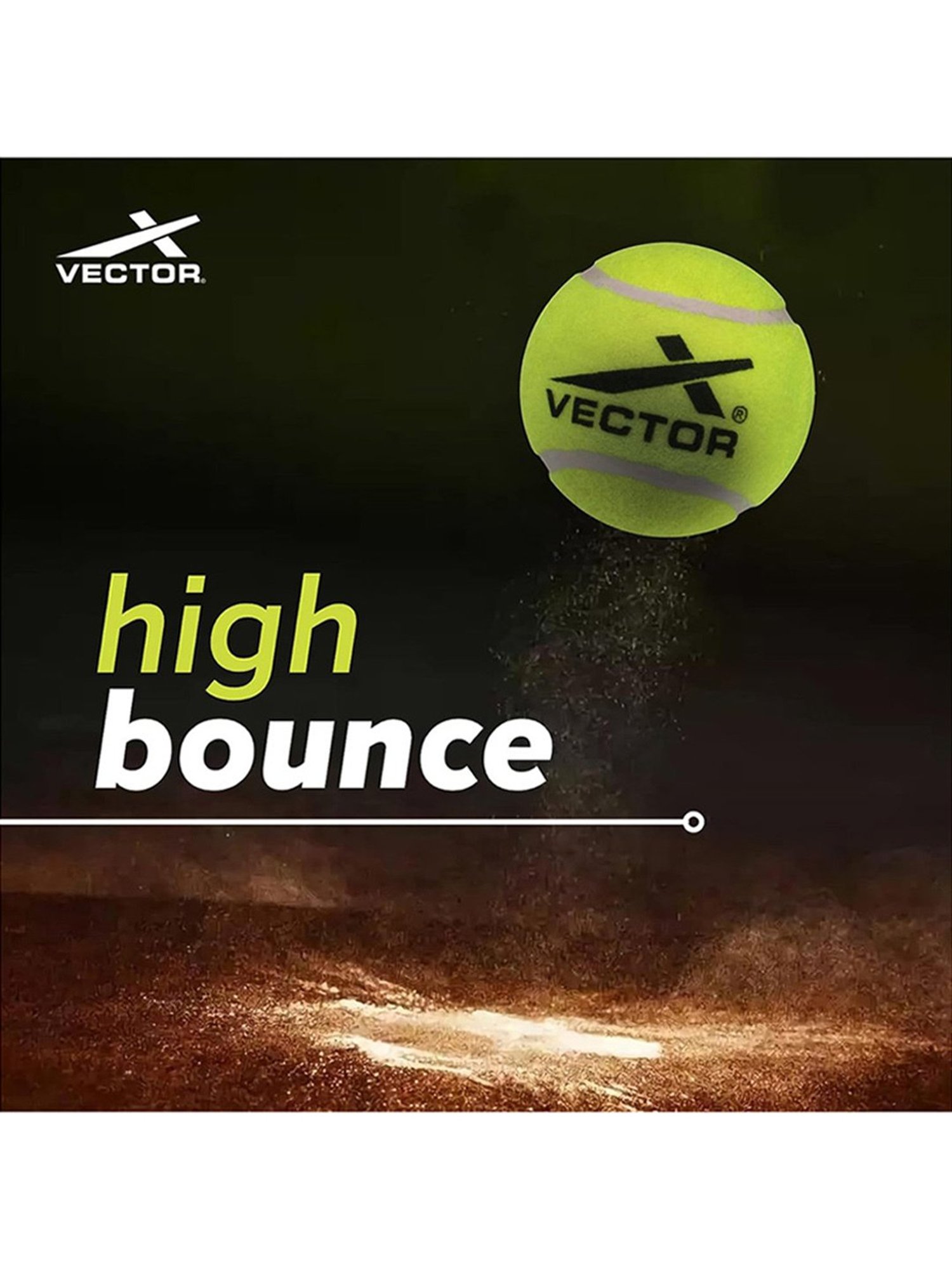 Vector X Pack of 3 Cricket Tennis Balls (Lime) Size - 1.57 Inc