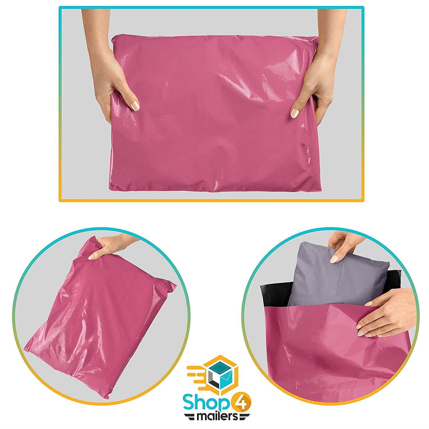 Shop4Mailers 10 x 13 Pink Poly Bag Mailer Envelopes 2 Mil (1000 Pack)