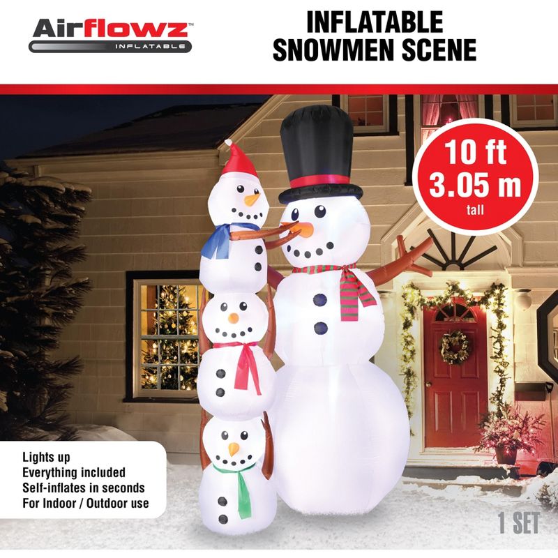 Occasions 10' Inflatable Snowmen Scene, 10 ft Tall, Multicolored