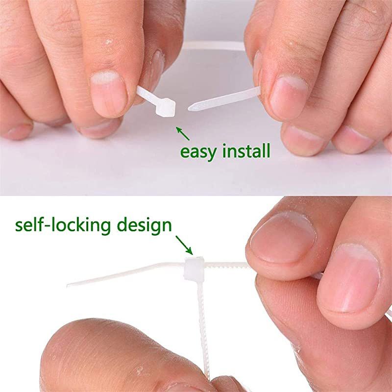 White Cable Zip Ties Premium Nylon Wire Management Ties 50 LB Tensile Strength 8 Inch White 1000 Pack