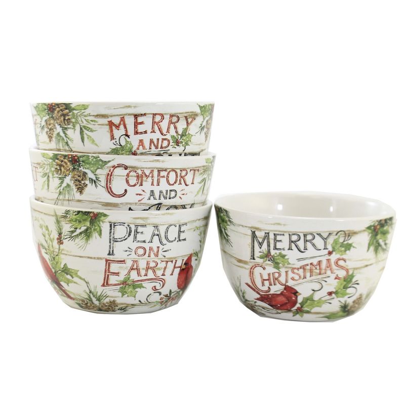 Tabletop 3.0" Evergreen Ice Cream Bowl Set/4 Cardinal Christmas Certified International  -  Serving Bowls