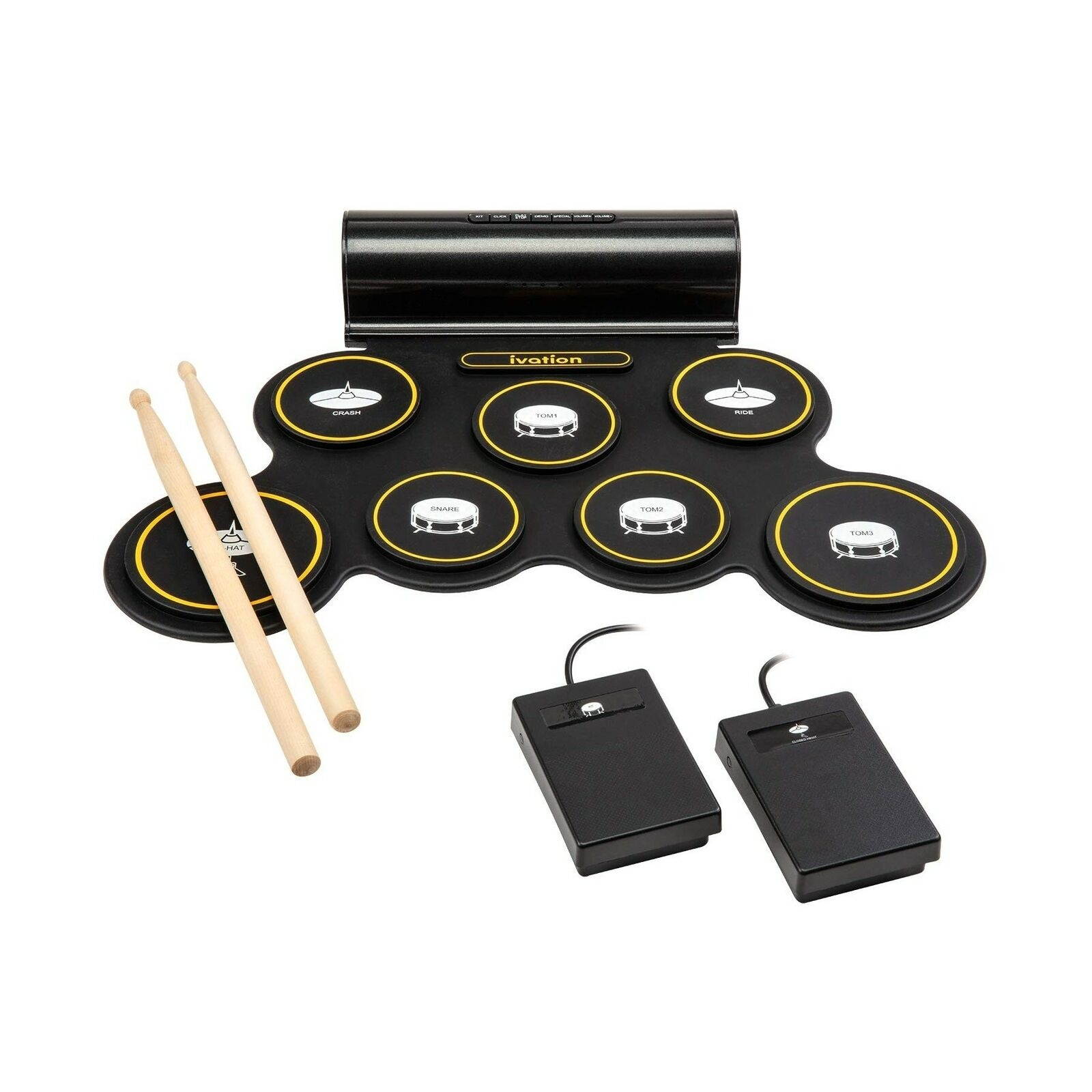Ivation Portable Electronic Drum Pad - Digital Roll-Up Touch Sensitive Drum P...