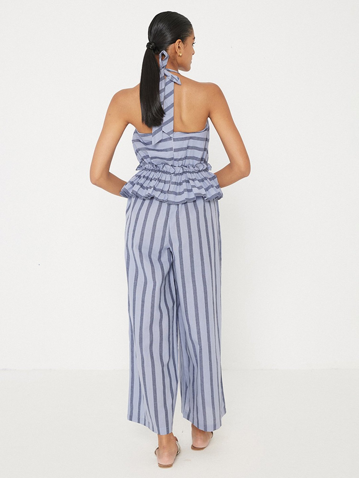 ANCESTRY Blue Striped Jumpsuit