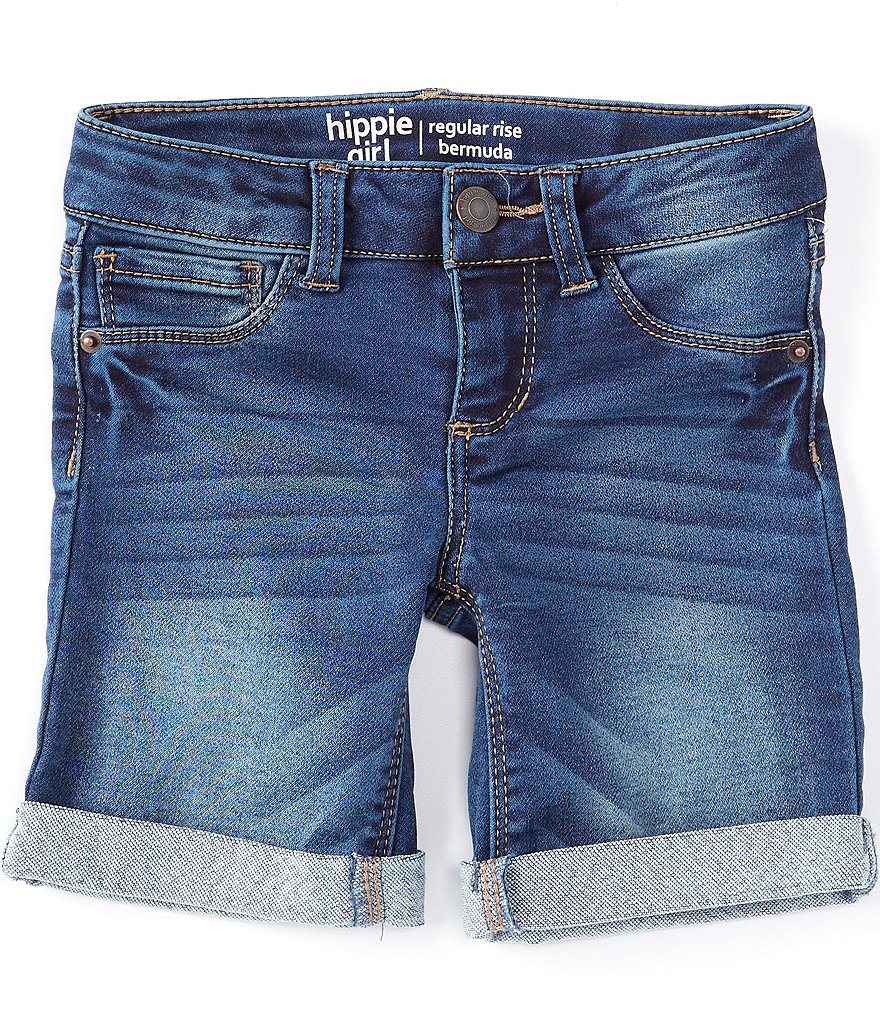 Hippie Girl Little Girls 4-6X Roll-Cuff Denim Bermuda Shorts