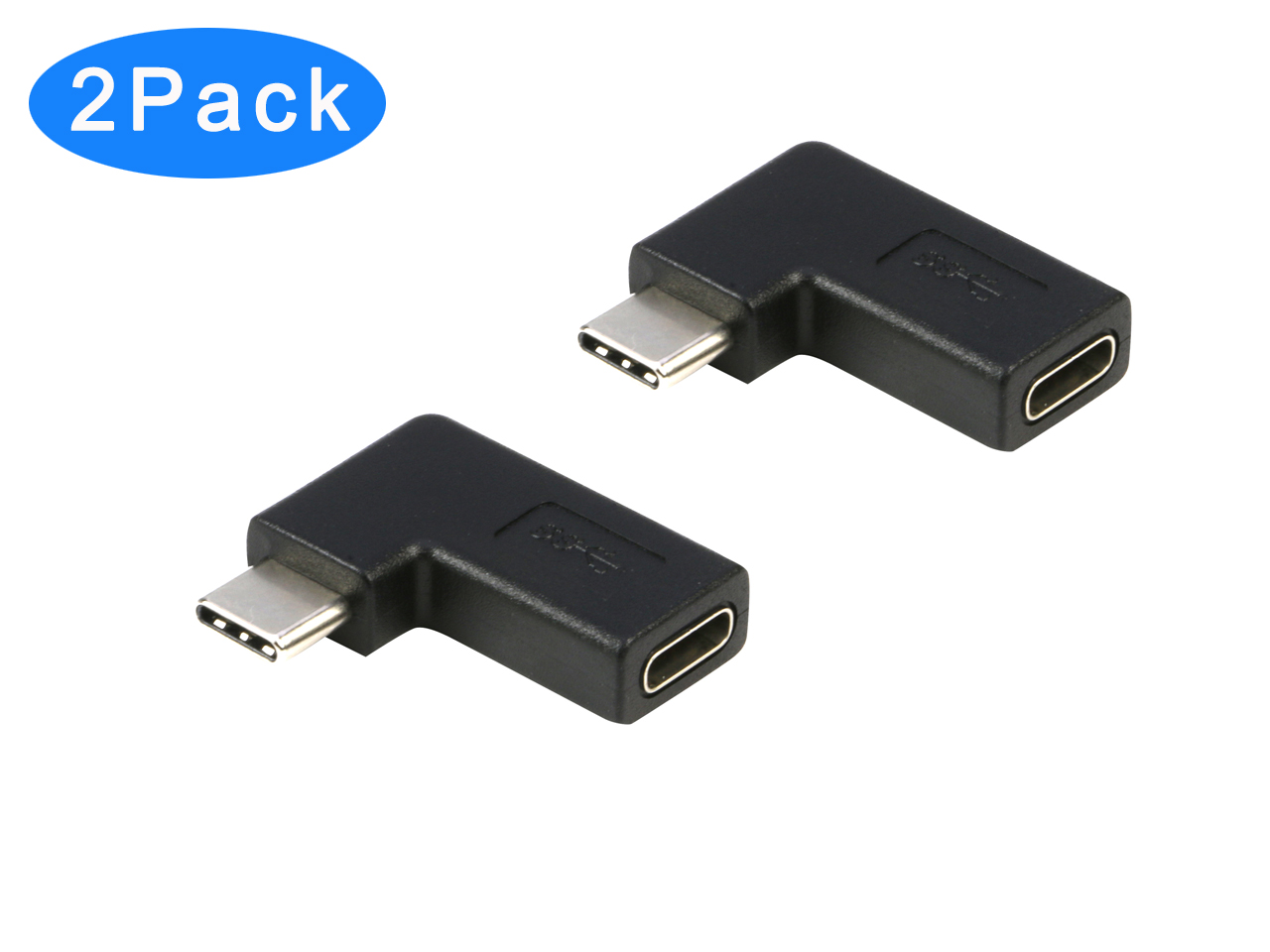 2 Pack USB 3.1 Type C Male to Female Extension Adapter Right&Left Angled 90 Degree for MacBook/Pro,Surface Book 2,Galaxy S10/S9/S9,Oculus Quest Link