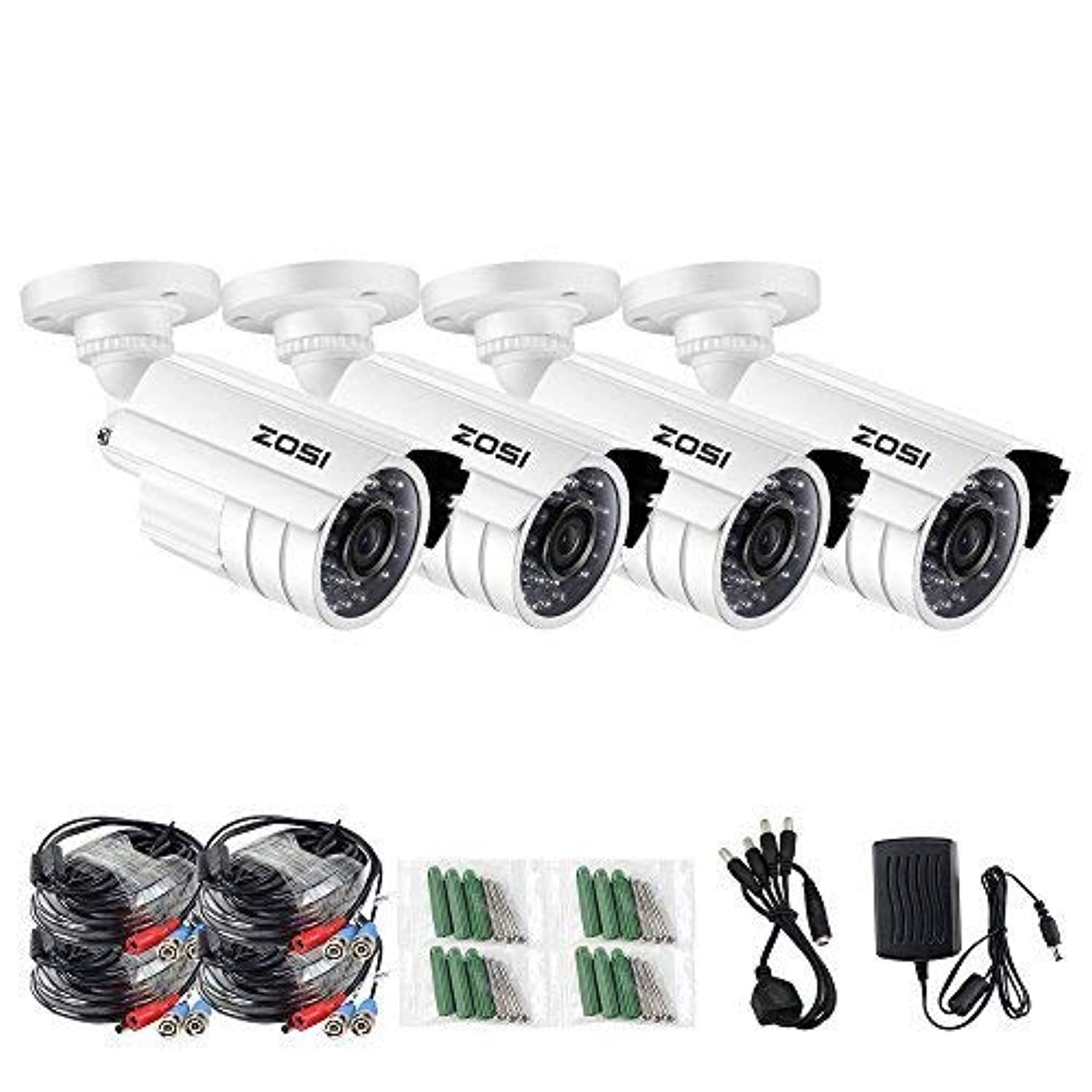 ZOSI 720P HD-TVI Home Surveillance Camera System,4PCS Indoor/Outdoor Weatherproof Security CCTV Camera with Infrared and Night Vision