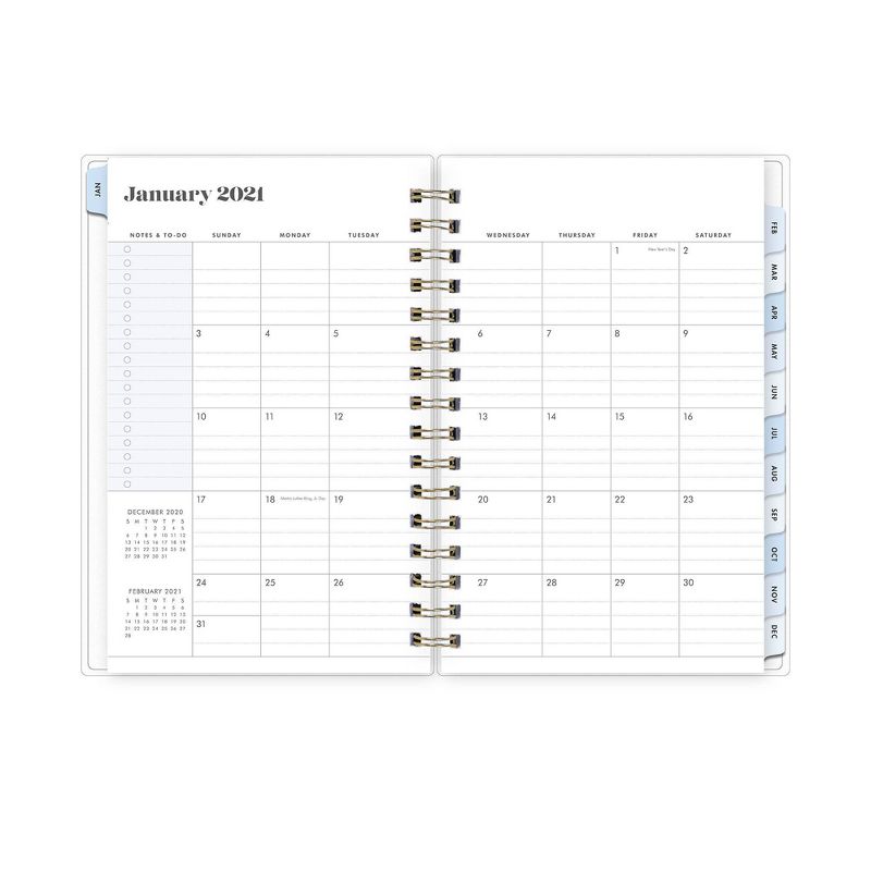 2021 Planner 5" x 8" Frosted Plastic Daily/Monthly Wirebound Hannah Blue - The Everygirl Planner