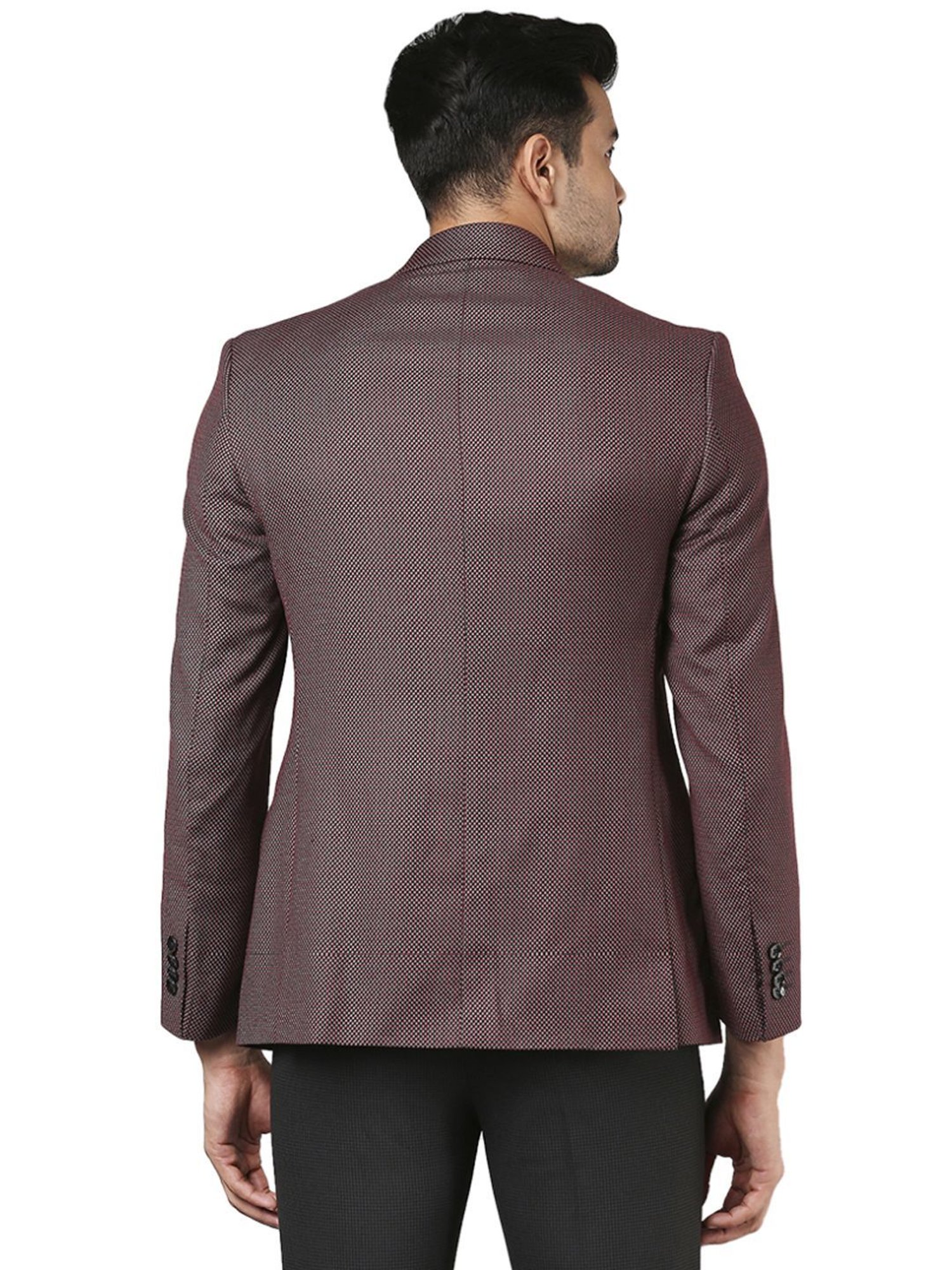 Raymond Maroon  Regular Fit Printed Blazer