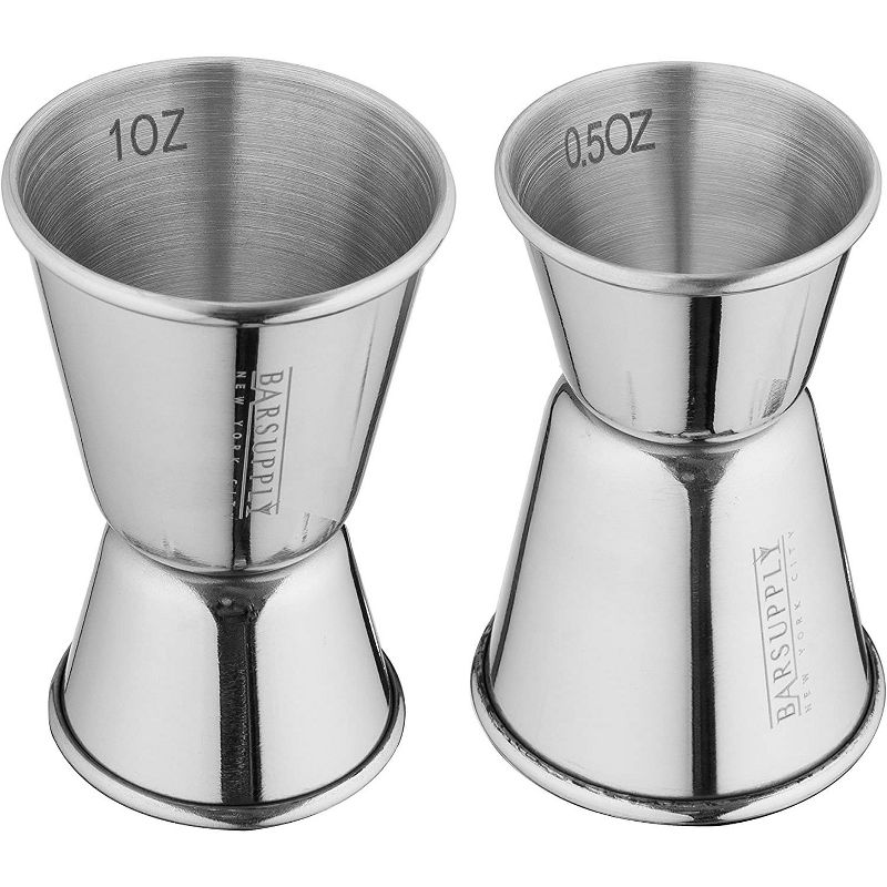 Boston Cocktail Professional  Shaker Set, 4-Piece Bar Set, Stainless Steel 304, 28oz/18oz Weighted Shaker Tins, Hawthorne Strainer, Double Sided Jigger, Recipe Booklet, Bartender Kit - Silver