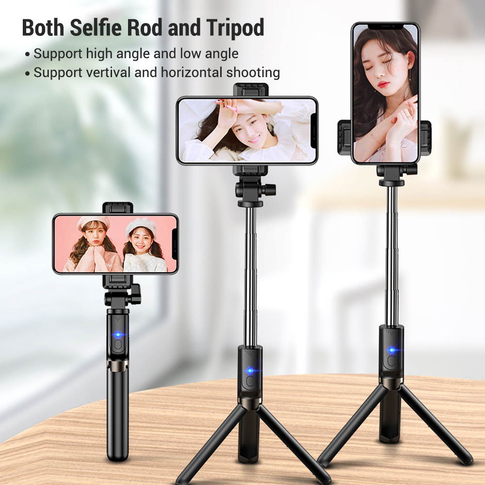 Selfie Tripod Stand and Phone Holder Multifunctional Cellphone Selfie Rod Extendable Smartphone Tripod with BT Wireless Remote Shutter Compatible with iPhone Samsung Huawei Phones Aluminum Alloy Green