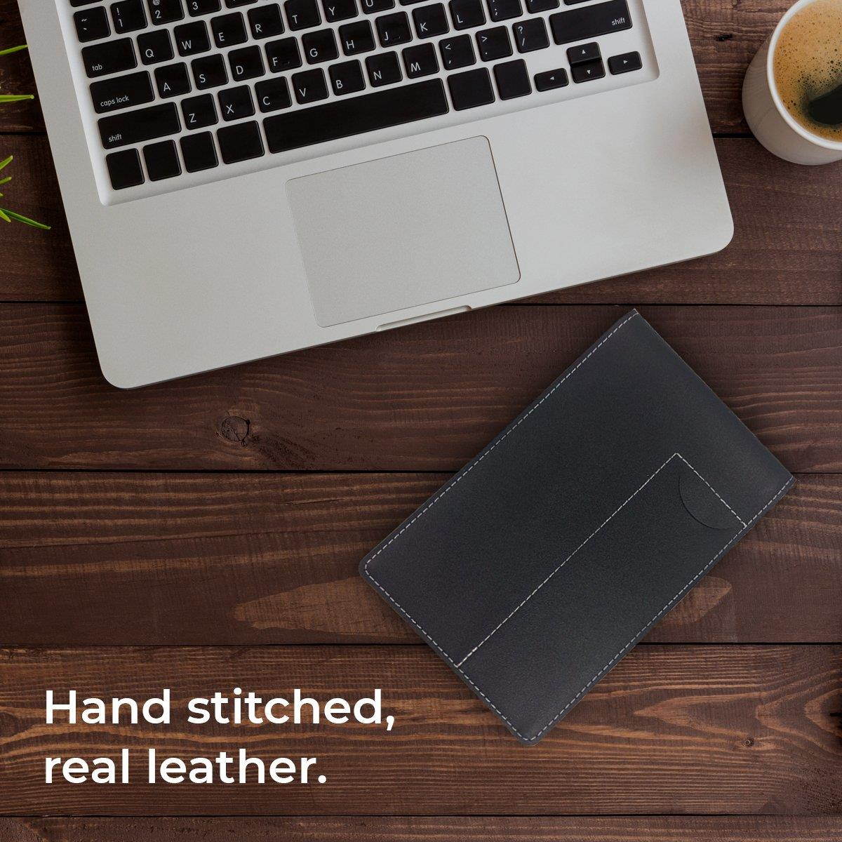 Reporter&rsquo;s Notebook Cover and Holder for Extra Stability &ndash; 4  x 8  Black Leather, Includes a Pen Pocket