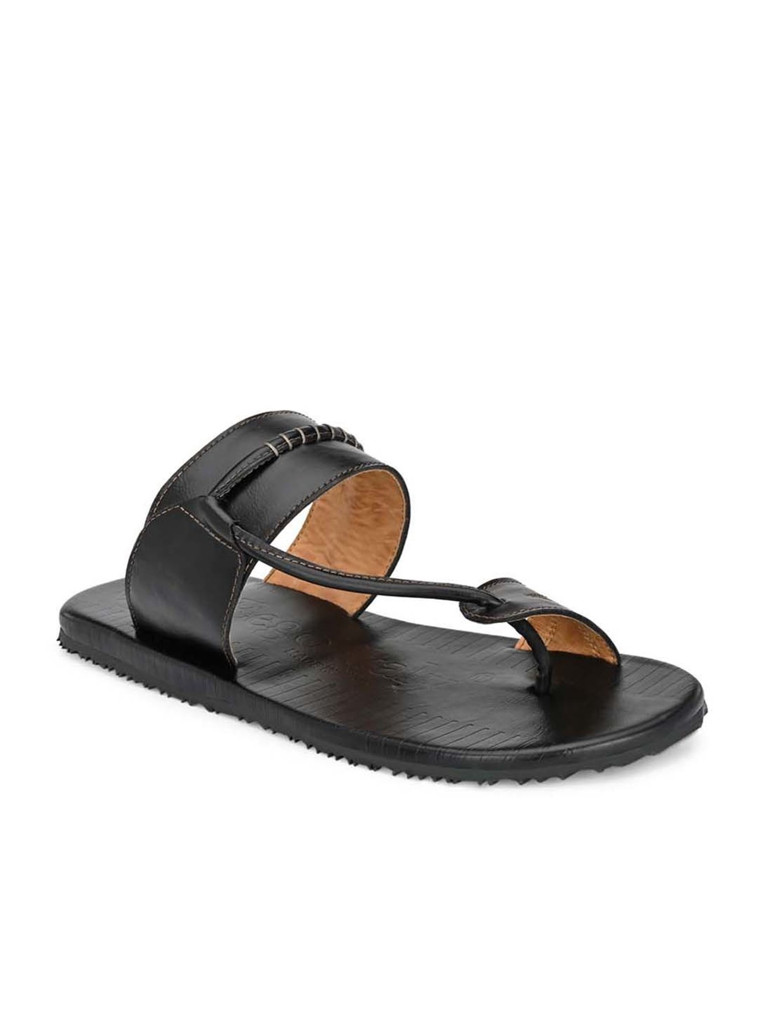 Eego Italy Men's Black Toe Ring Sandals
