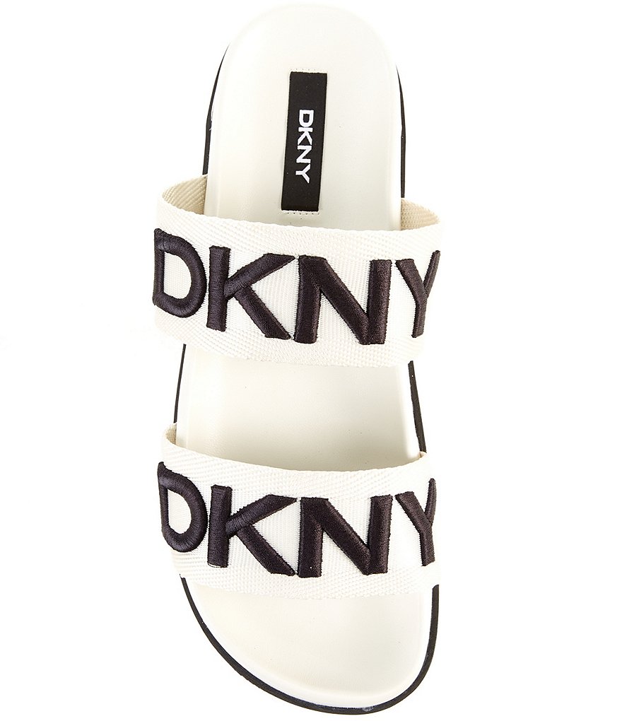 DKNY Tee 2 Band Logo Platform Slides