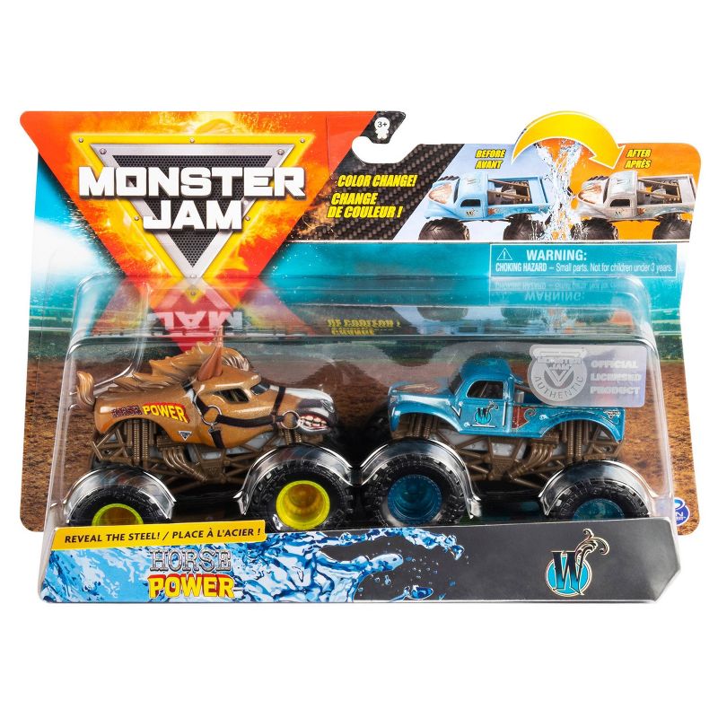Monster Jam 1:64 2 Packs (Reveal The Steel) - Horse Power vs W