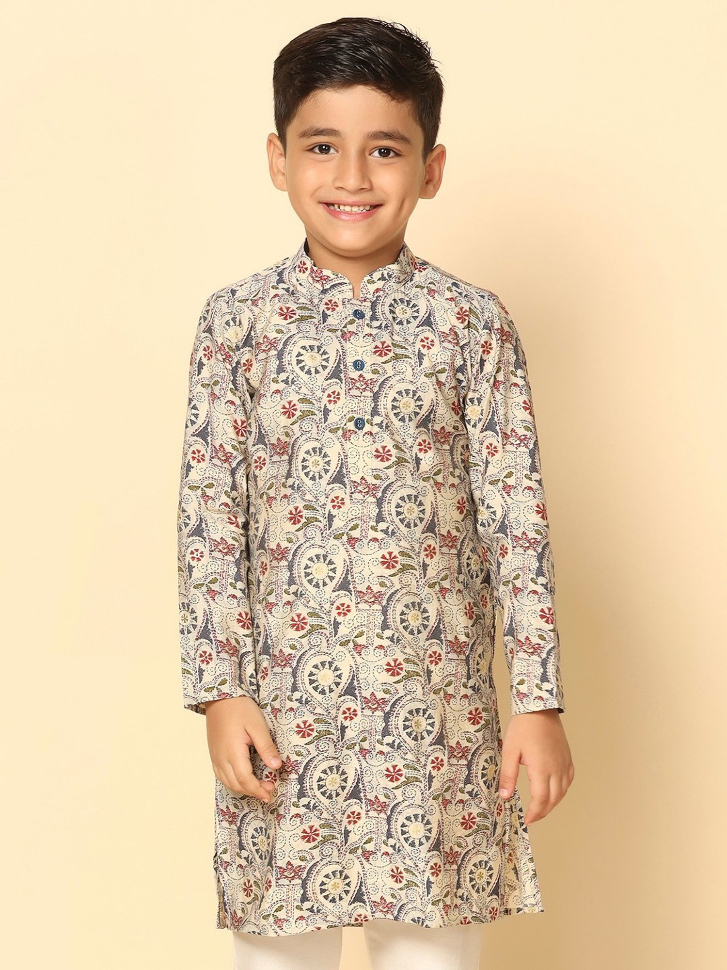 KISAH Boys Multicolor Printed Full Sleeves Kurta
