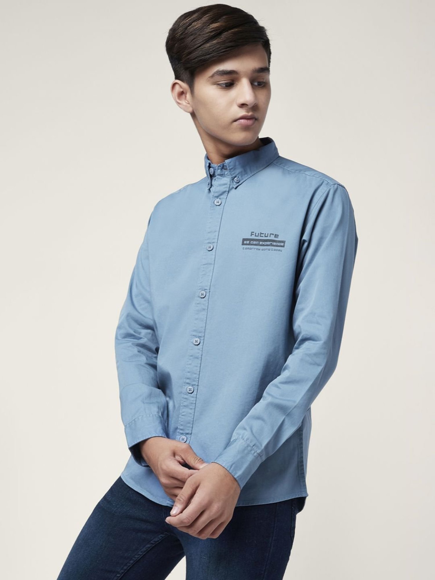 Coolsters by Pantaloons Kids Blue Cotton Printed Full Sleeves Shirt