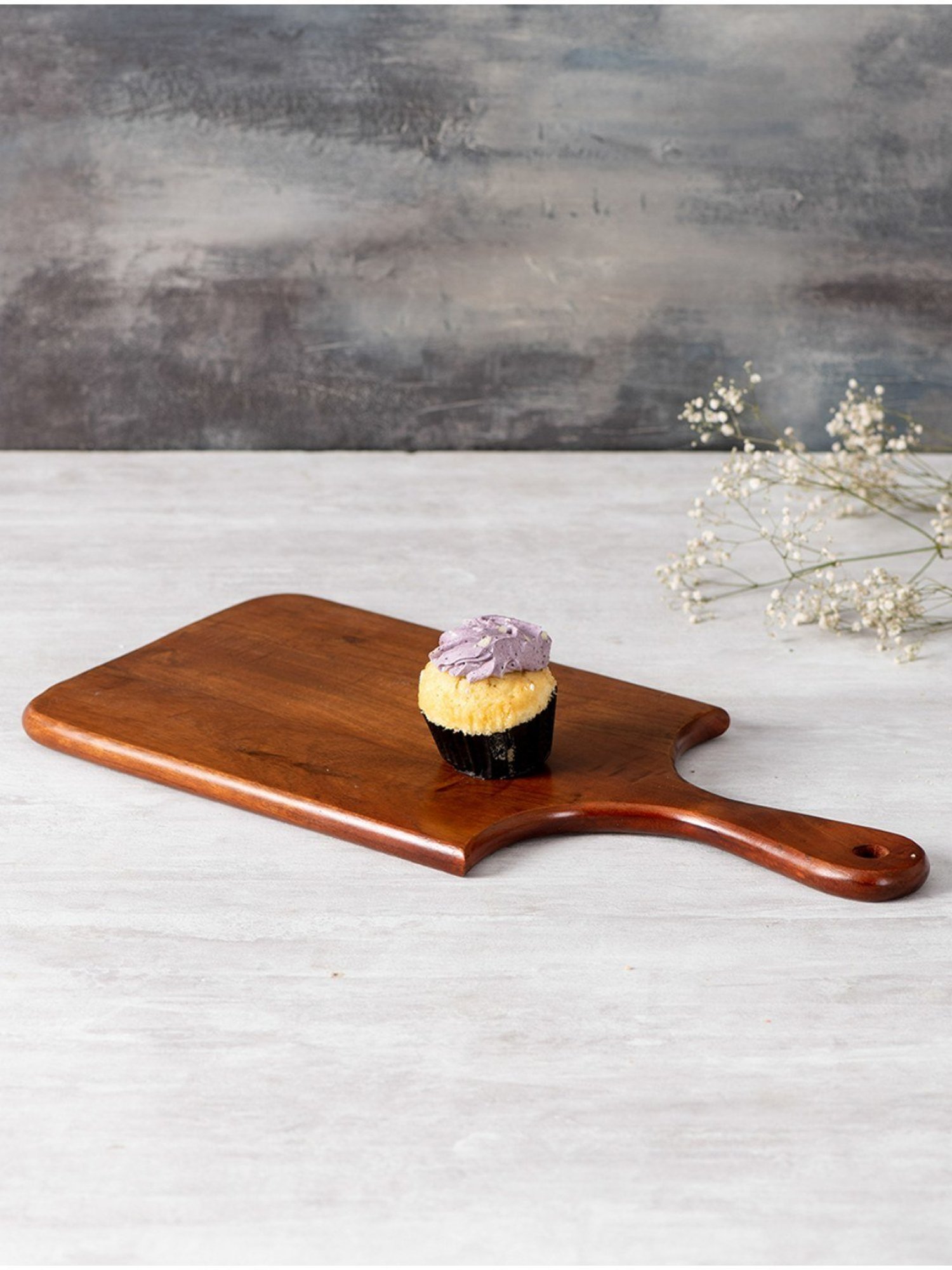 Nestroots Wooden Serving Platter for Snack Platter with Long Handle Rectangular Tray Cheese Board